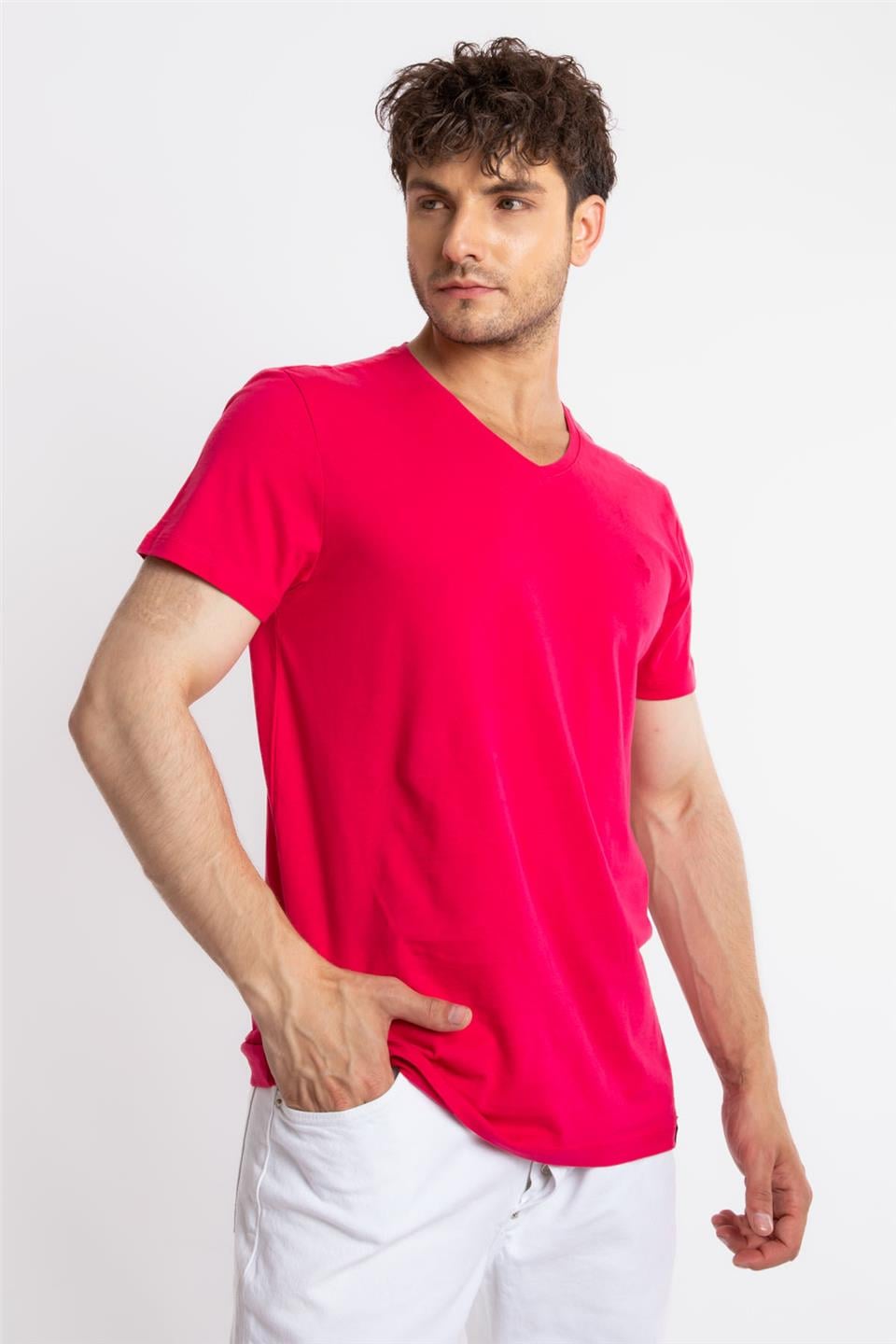 ADAM BOXESAdam Boxes Erkek/Unisex V-Yaka T-shirt Veralpes - Macenta