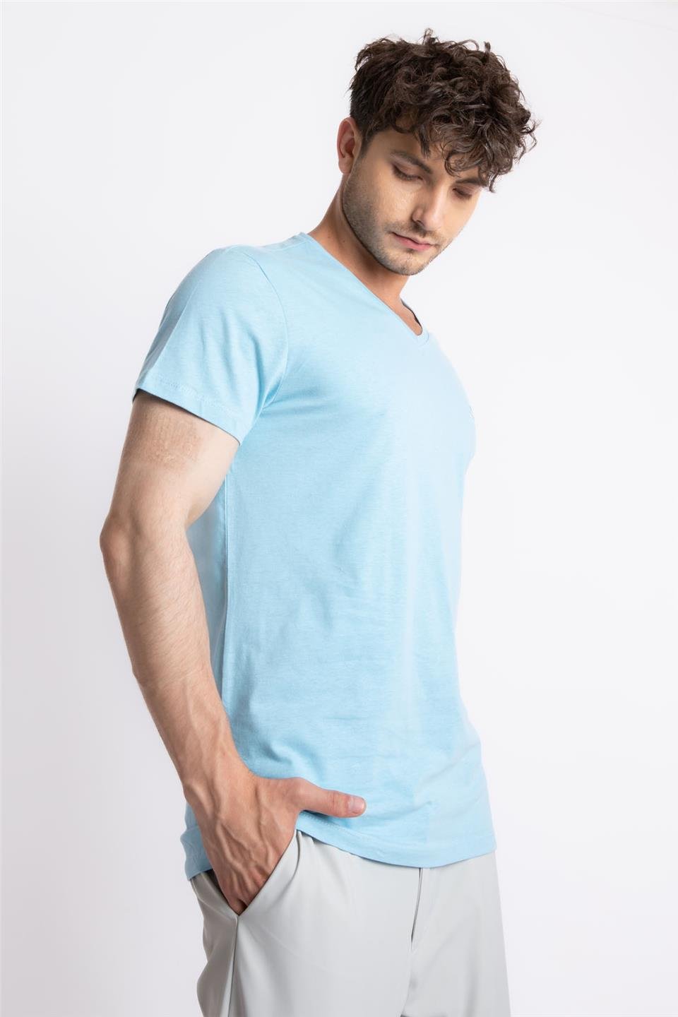 ADAM BOXESAdam Boxes Erkek/Unisex V-Yaka T-shirt Veralpes - Açık Mavi
