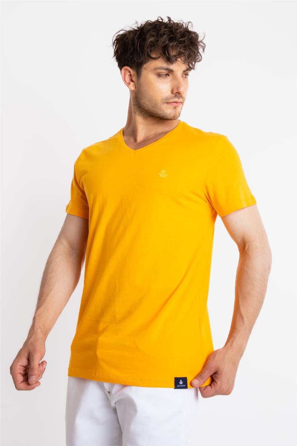 ADAM BOXESAdam Boxes Erkek/Unisex V-Yaka T-shirt Veralpes - Koyu Sarı