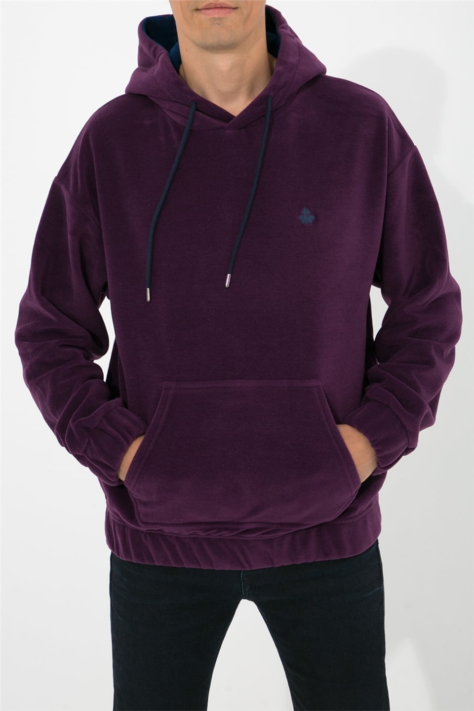 ADAM BOXESOversize Kapüşonlu Polar Sweatshirt Myndo - Koyu Mor