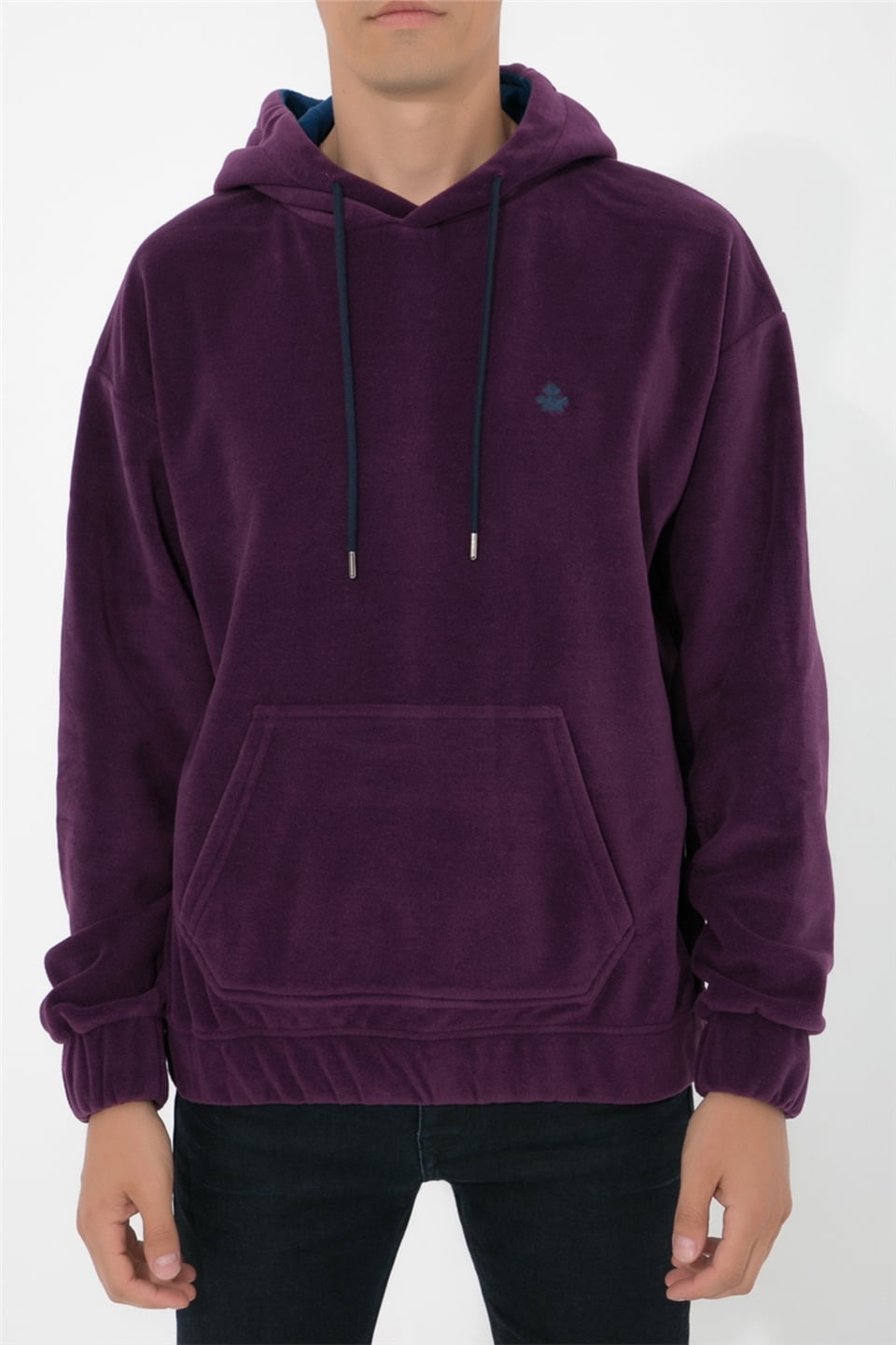 ADAM BOXESOversize Kapüşonlu Polar Sweatshirt Myndo - Koyu Mor
