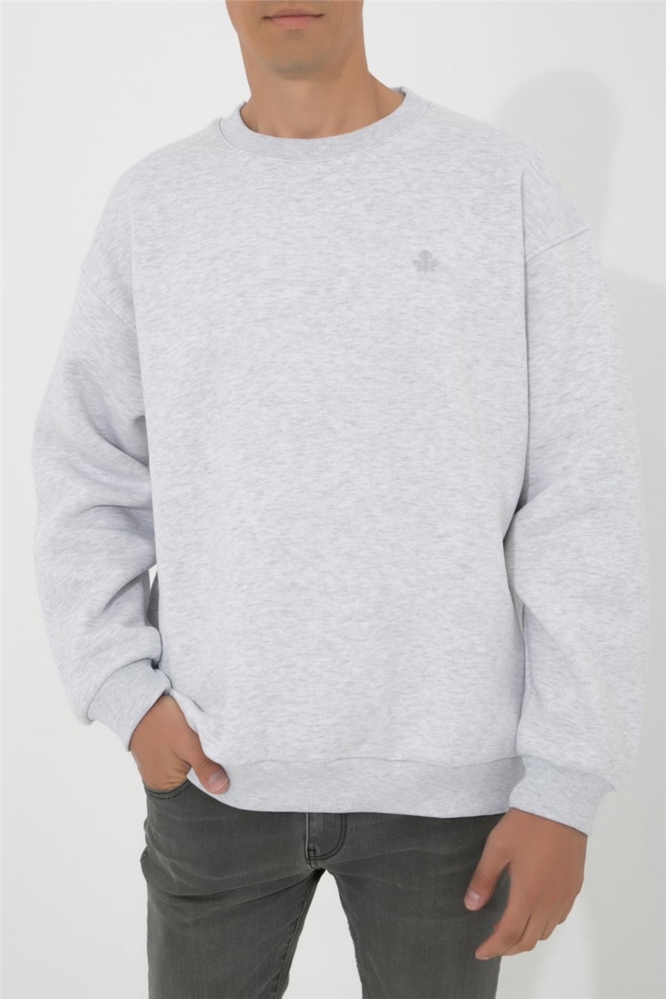 ADAM BOXESOversize O-Yaka Sweatshirt Alinda - Açık Gri