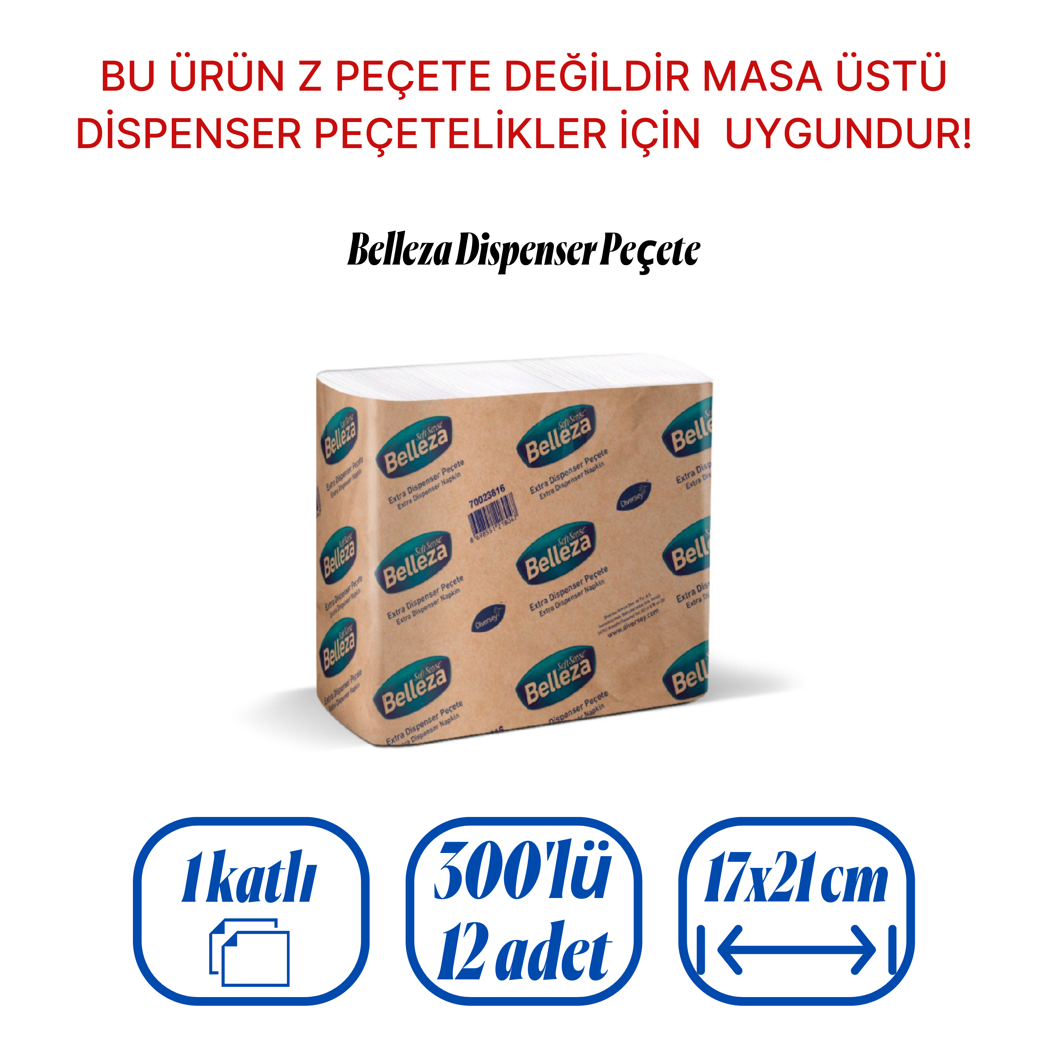 Belleza Extra Dispenser Peçete 300 Lü x 12 Paket