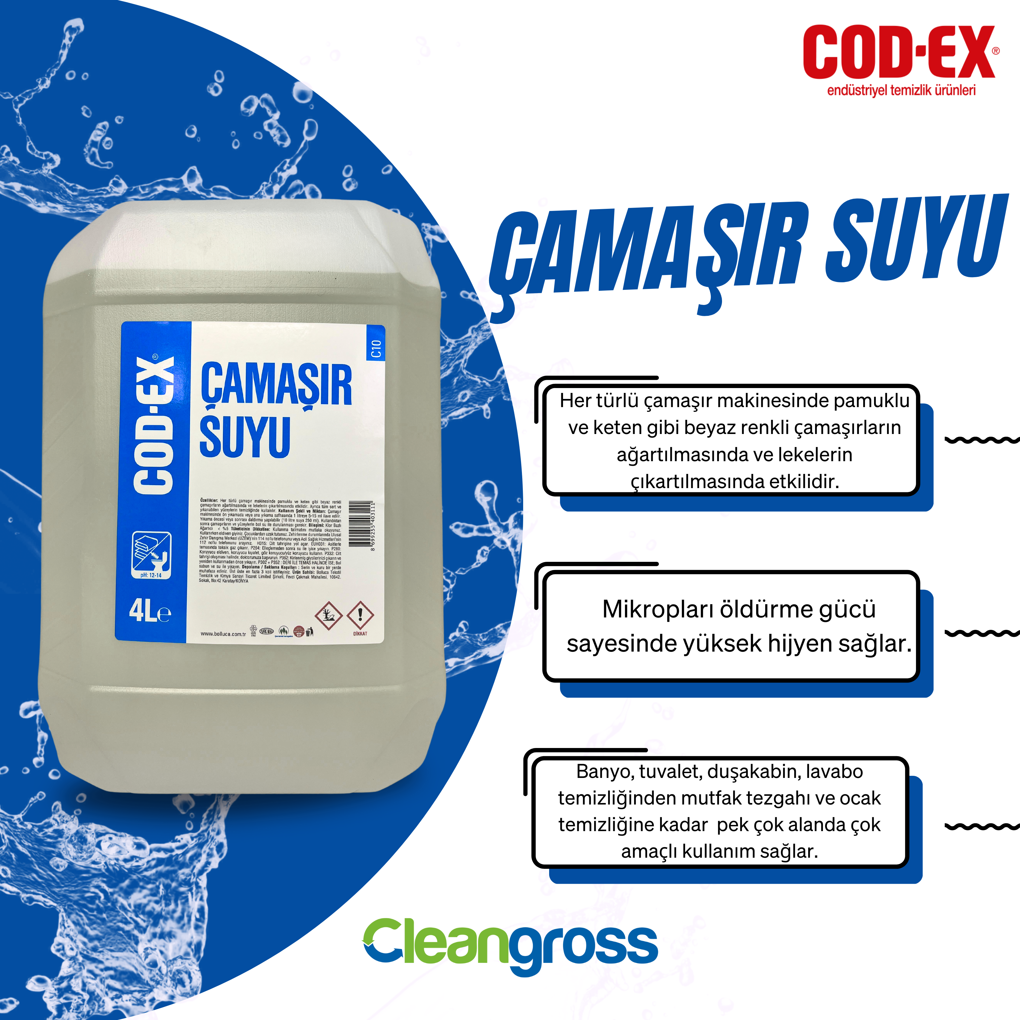 COD-EX Çamaşır Suyu 4 L X 2 Adet