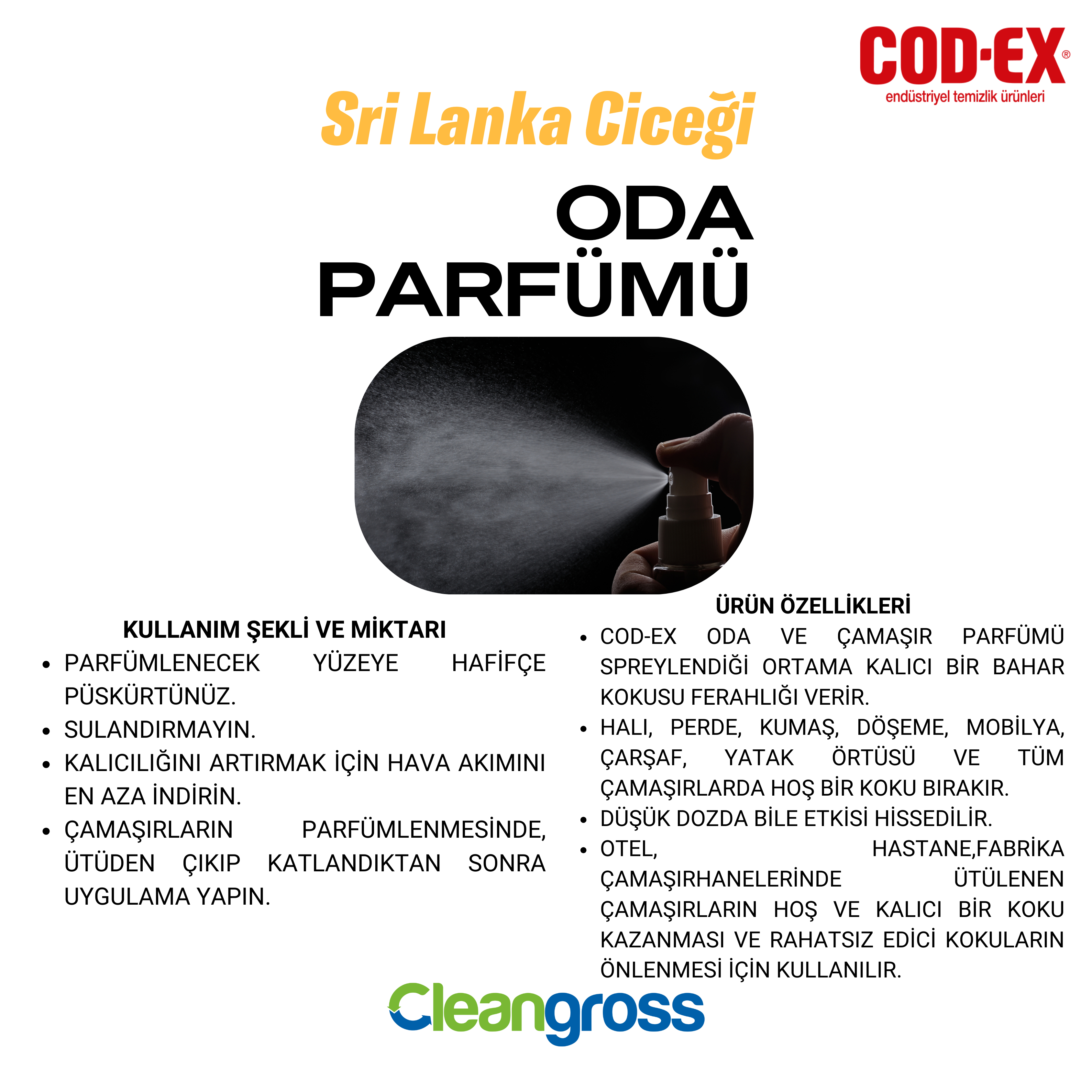 COD-EX Oda Ve Çamaşır Parfümü 4 L