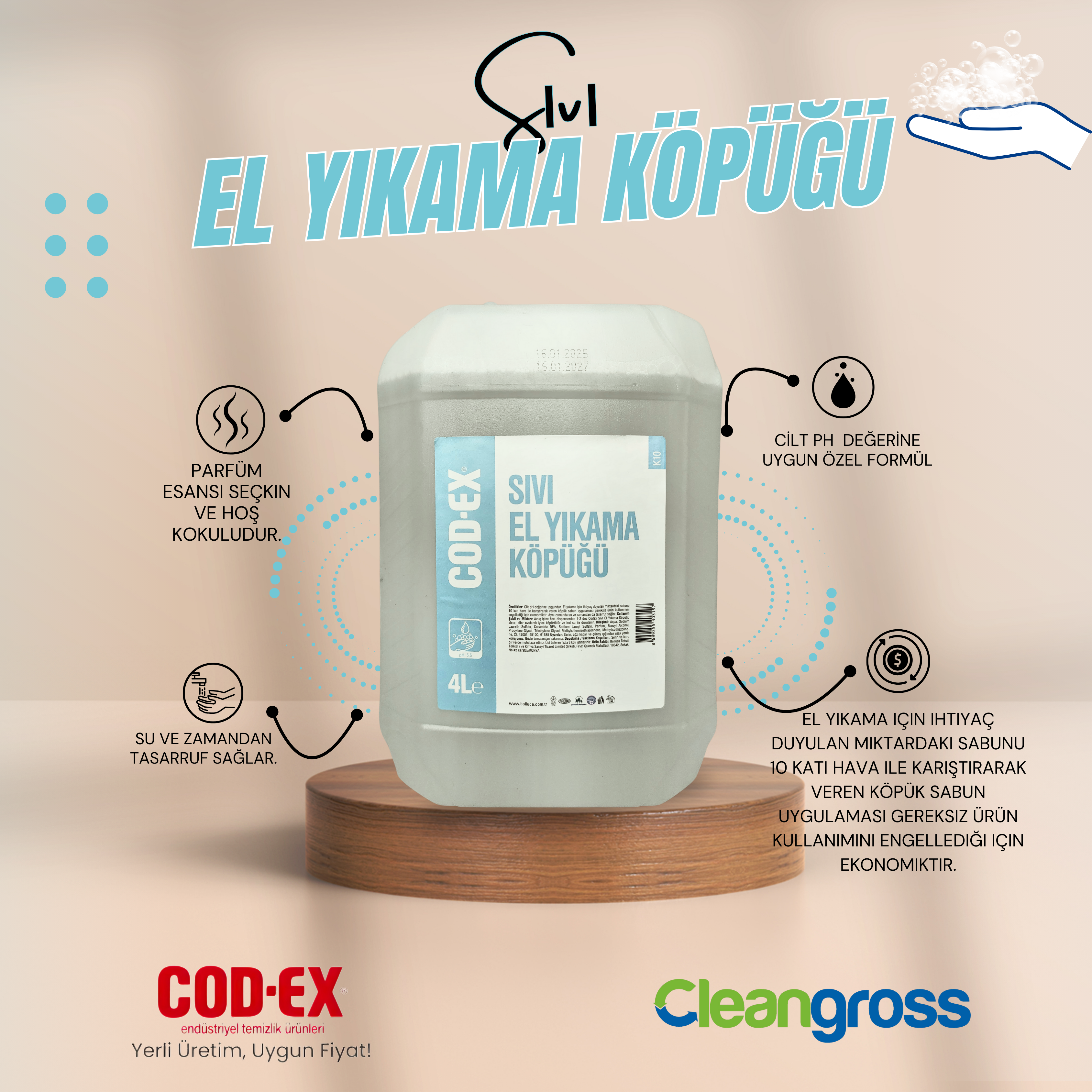 COD-EX Sıvı El Köpüğü 4 L X 4 Adet