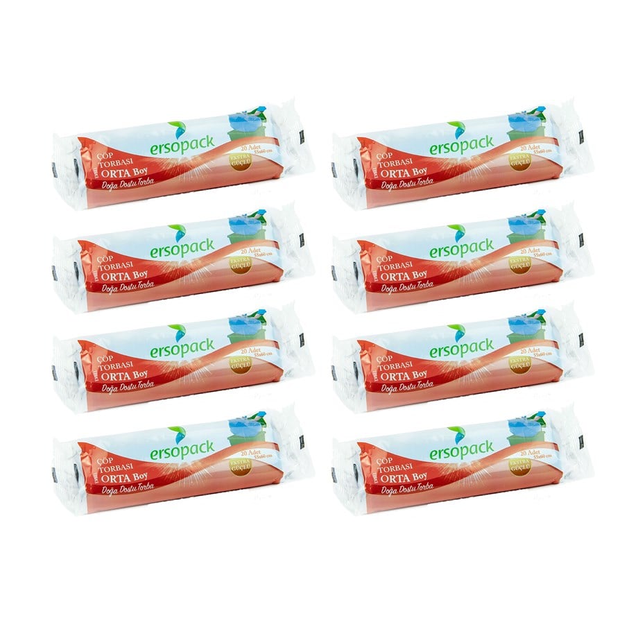 Ersopack 55x60cm Orta Boy Çöp Torbası 20x8 Adet