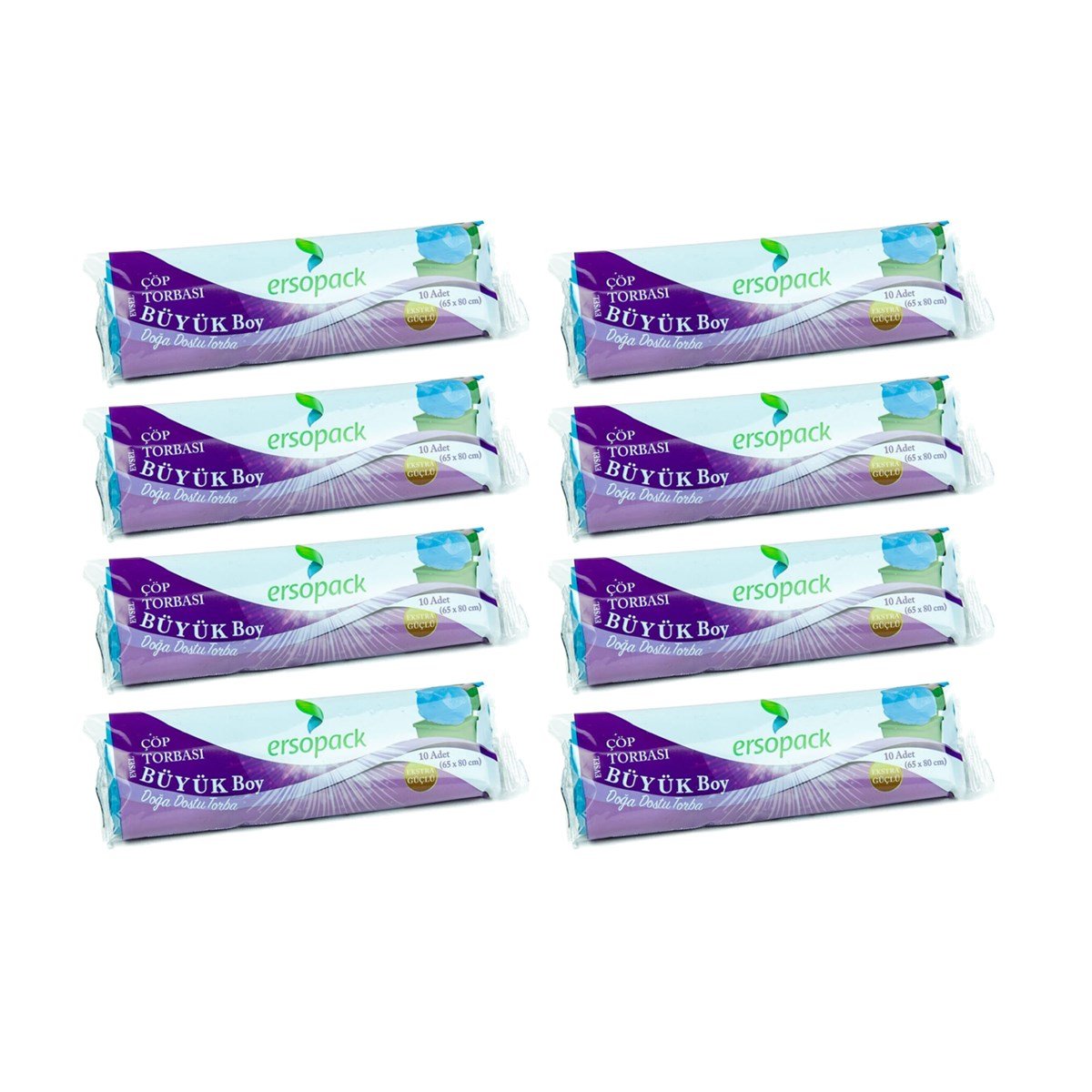 Ersopack Evsel 65x80cm Çöp Torbası Mavi - 8 Rulo