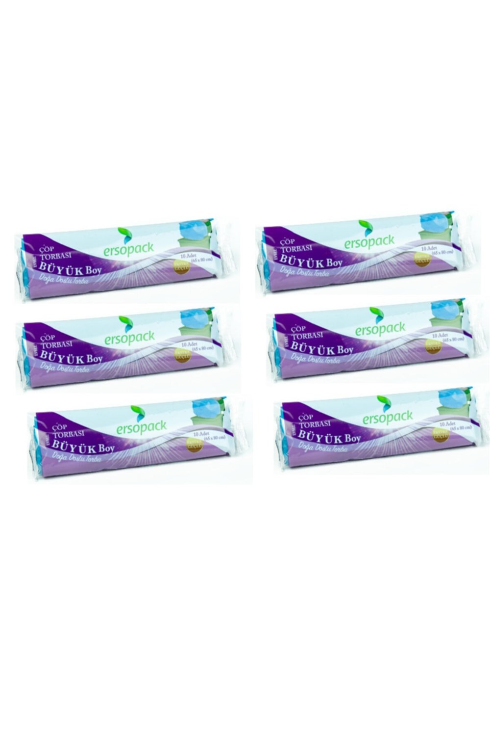 Ersopack Evsel 65x80cm Çöp Torbası Mavi - 6 Rulo