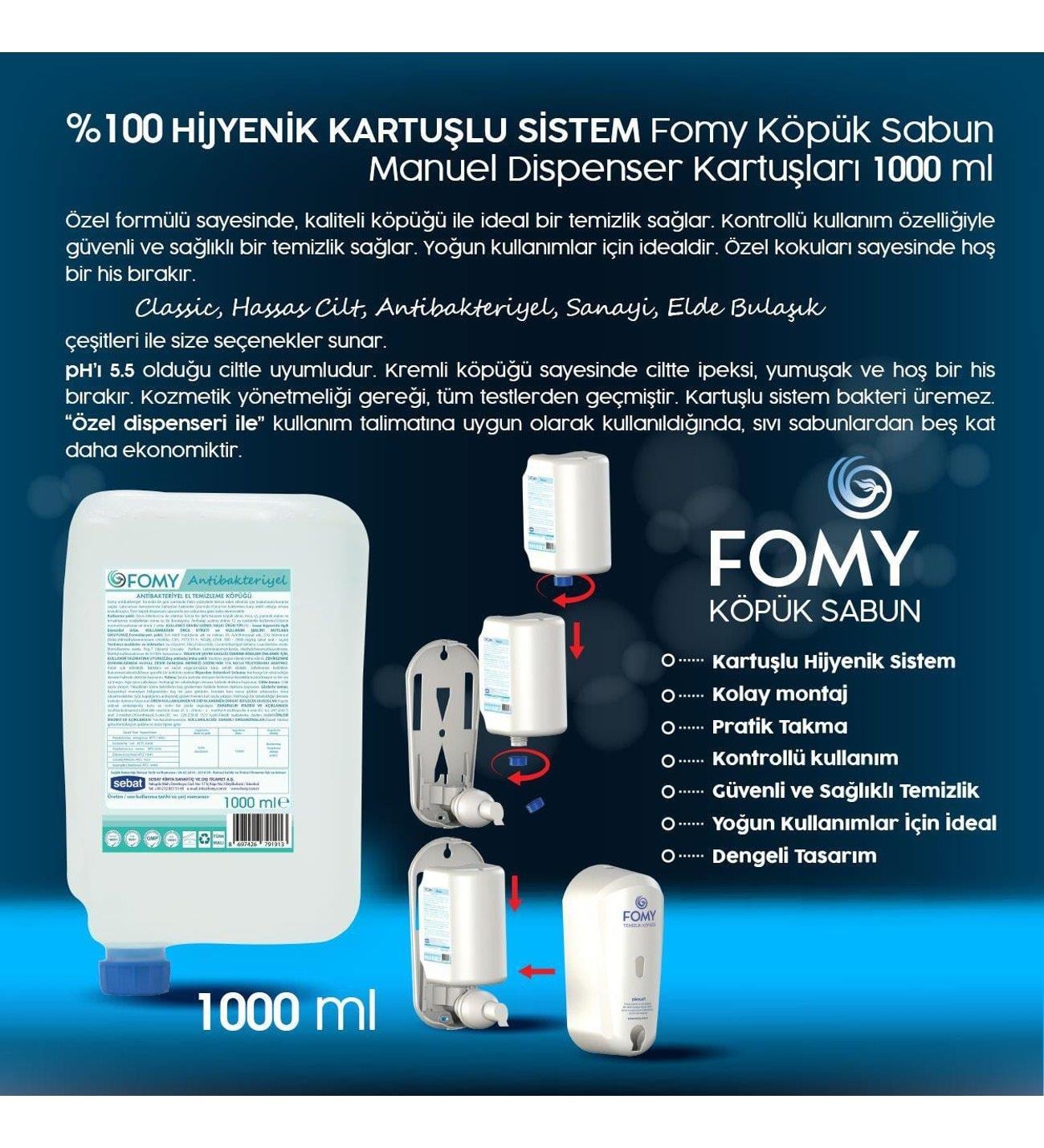 Fomy Antibakteriyel Köpük Sabun 1000 ML 12'li Koli