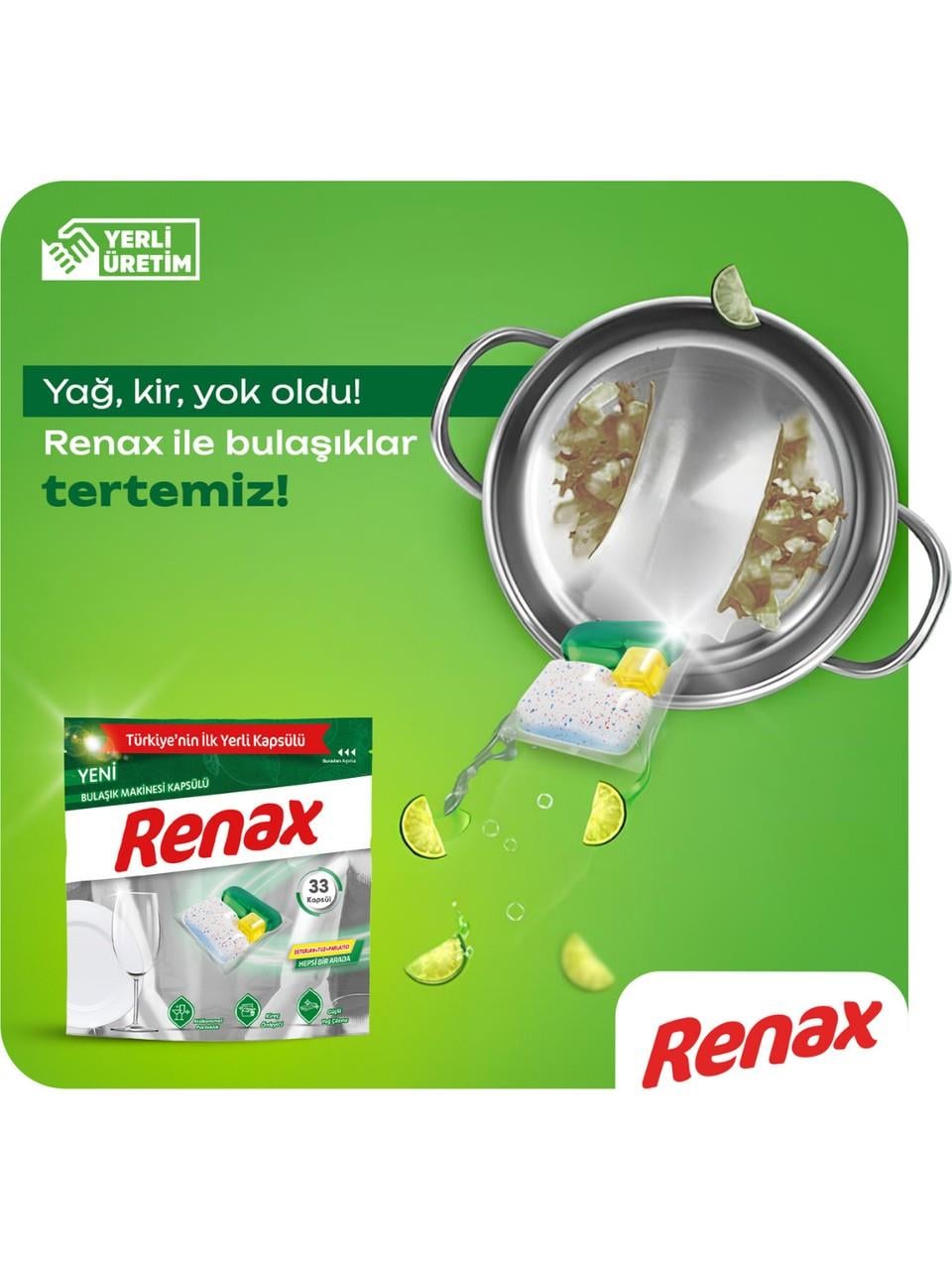 RENAX Bulaşık Makinesi Kapsülü Hepsi Bir Arada 22 Li x 6 Paket