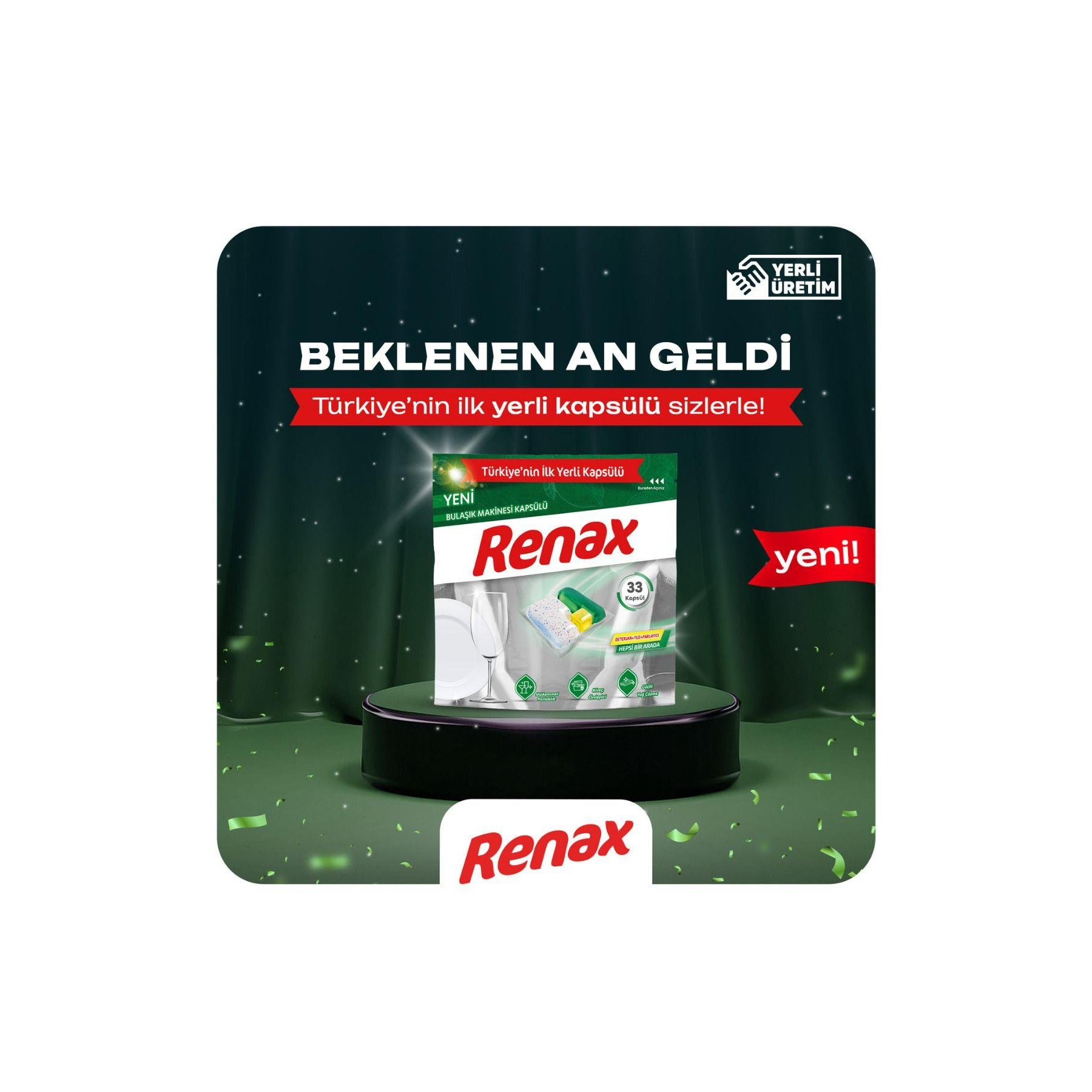 RENAX Bulaşık Makinesi Kapsülü Hepsi Bir Arada 44 Lü x 5 Paket