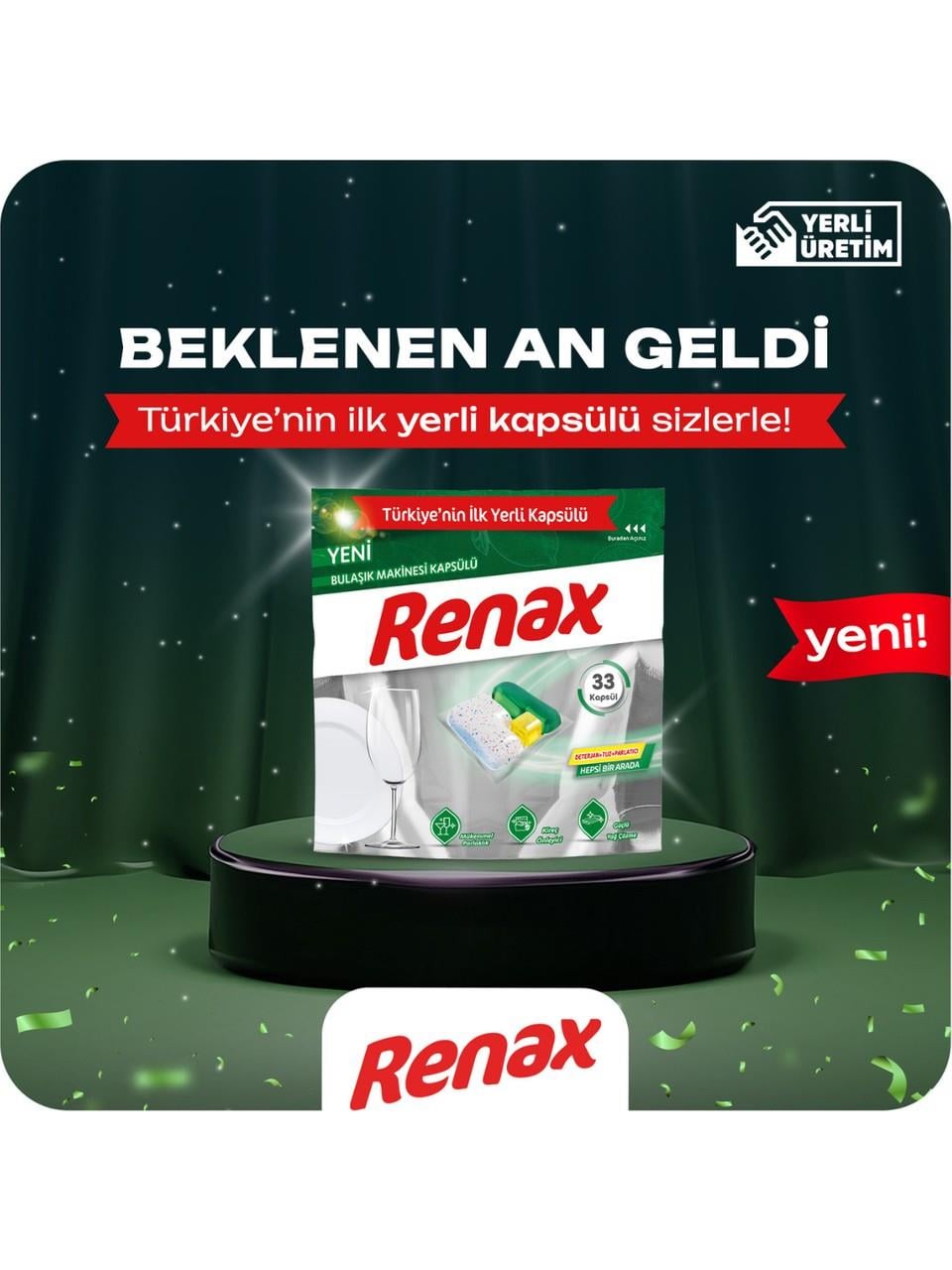RENAX Bulaşık Makinesi Kapsülü Hepsi Bir Arada 22 Li x 6 Paket