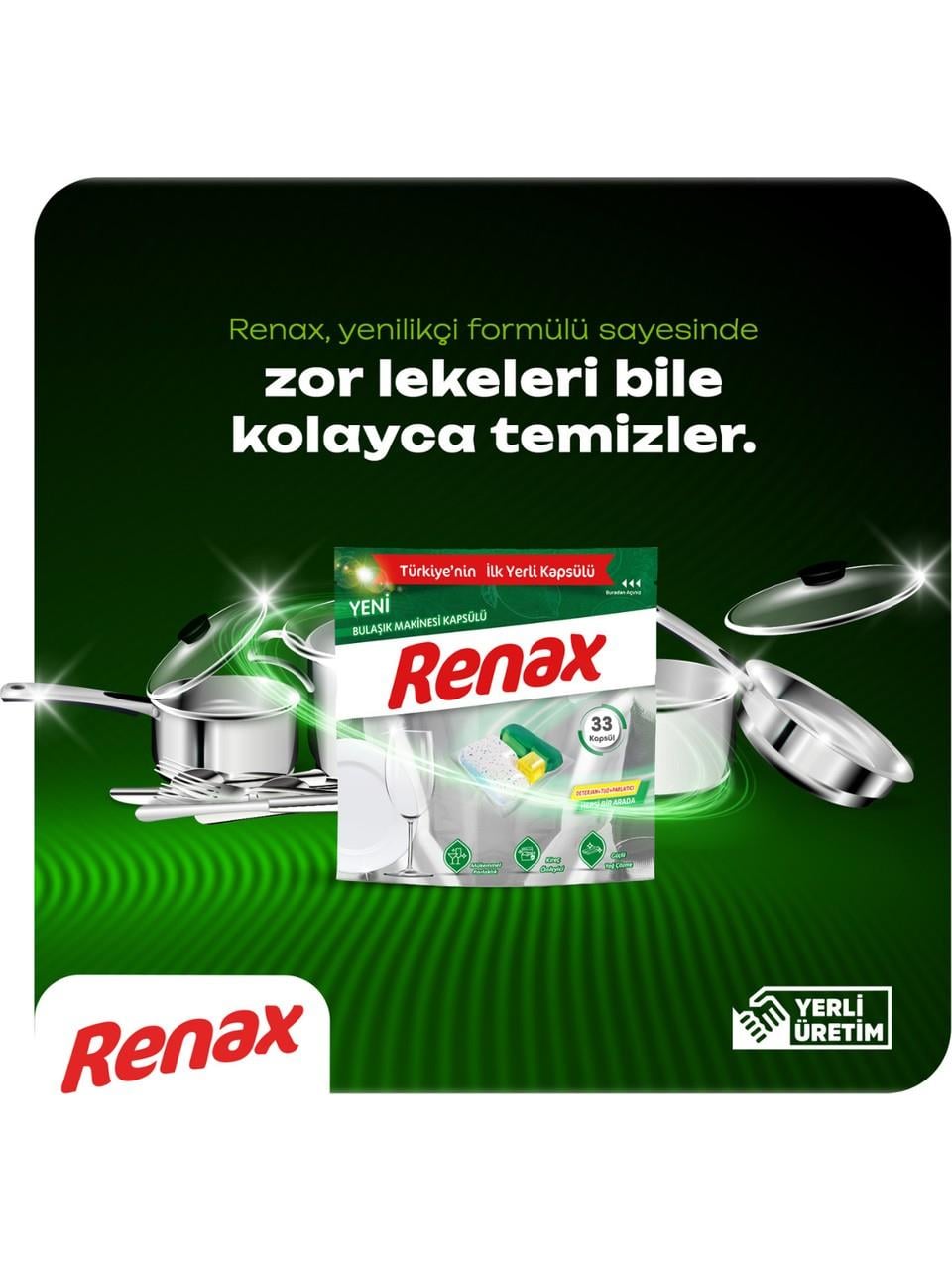 RENAX Bulaşık Makinesi Kapsülü Hepsi Bir Arada 22 Li x 6 Paket