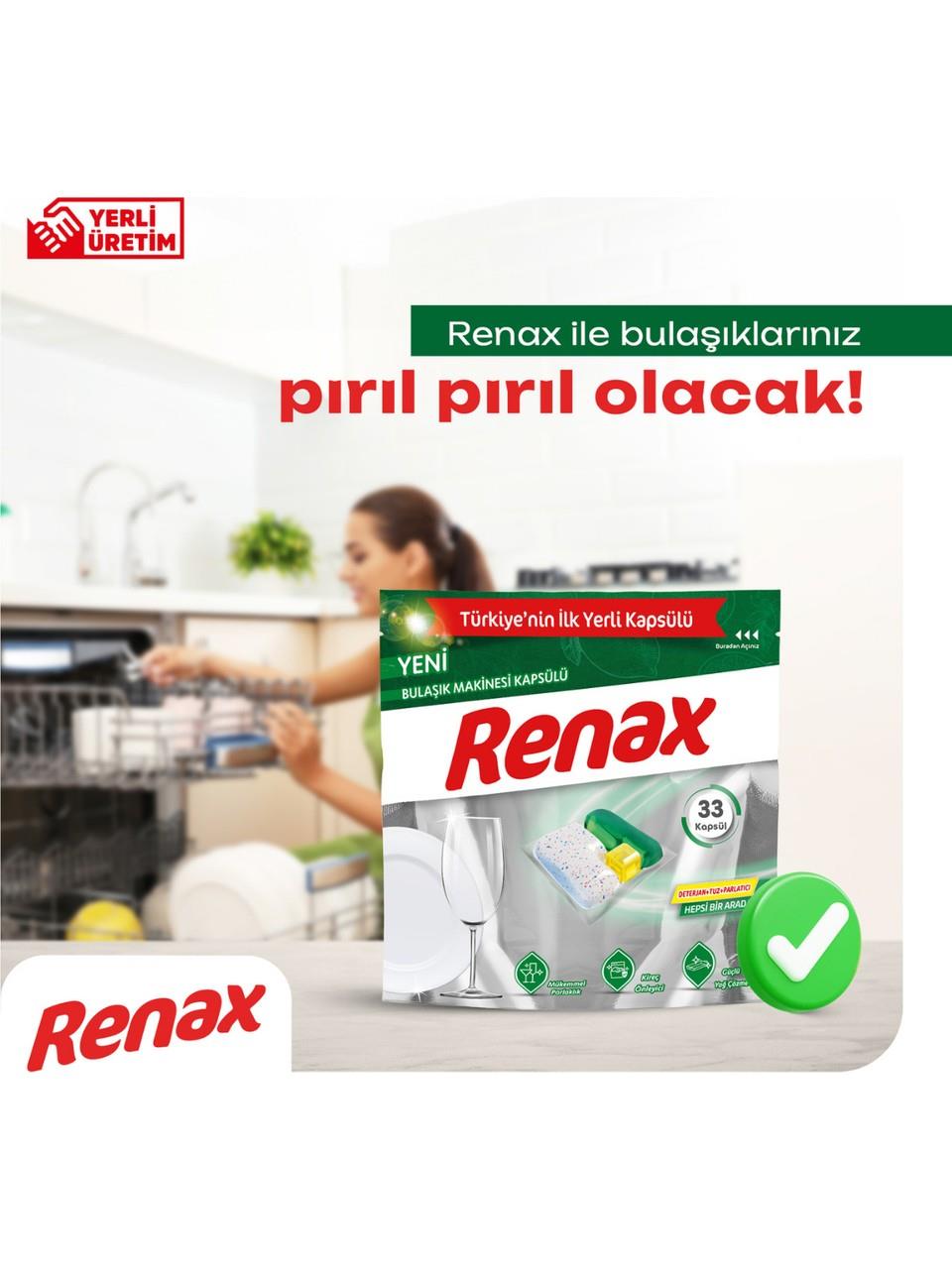 RENAX Bulaşık Makinesi Kapsülü Hepsi Bir Arada 22 Li x 6 Paket
