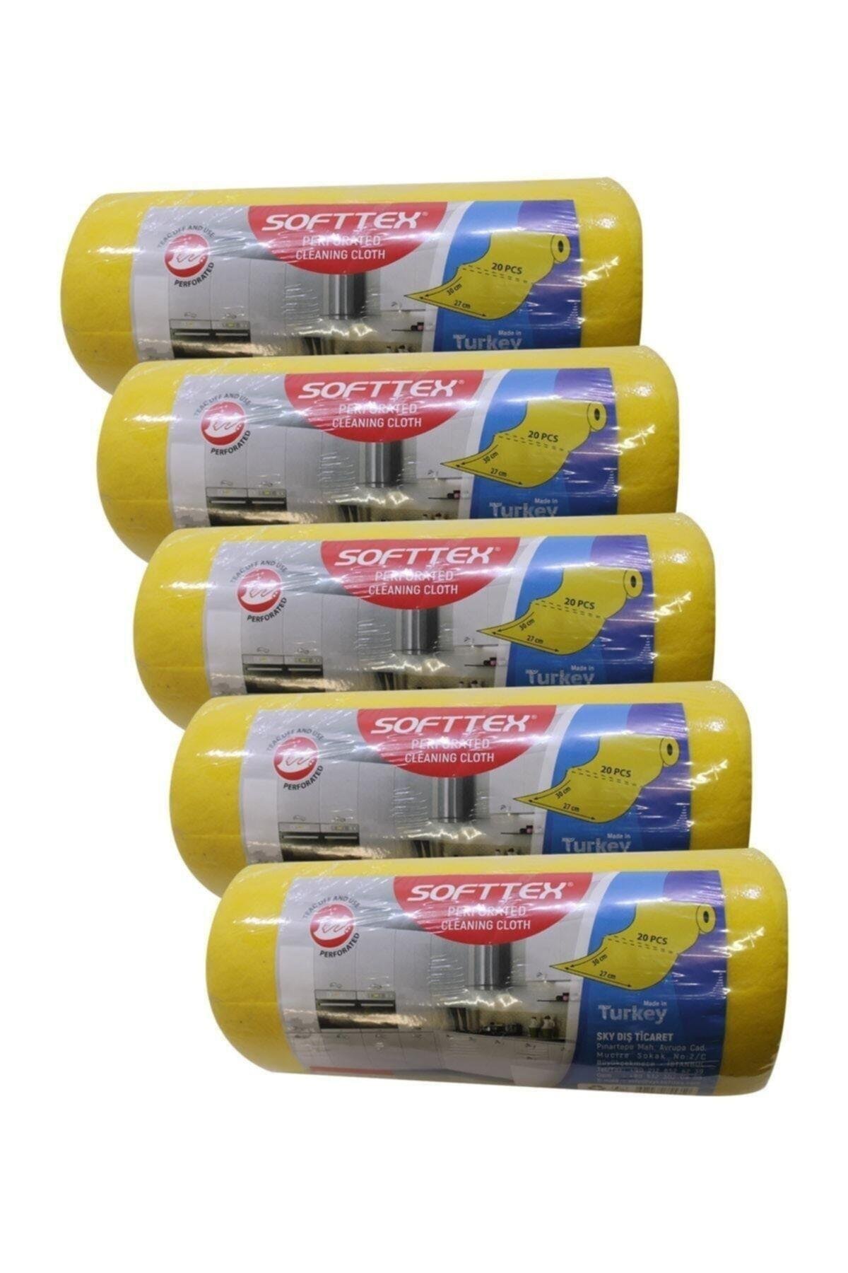 Softtex Rulo Temizlik Bezi 27x30 Cm 15 Kesimli - Sarı - 5'li
