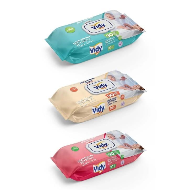 Vidy Baby Sensitive Bebek Islak Havlu 90×24 paket (2160 yaprak)