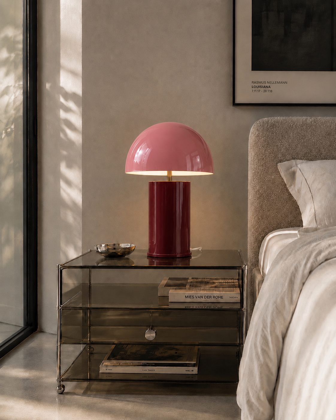 Mushroom Metal Pembe Bordo Abajur