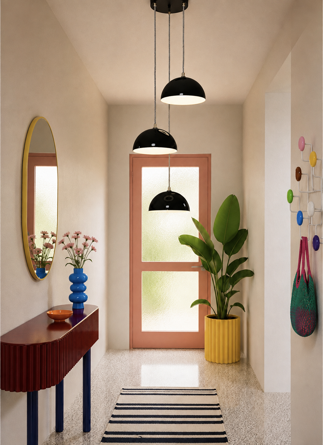 Siyah El Yapımı Üçlü Mushroom Sarkıt