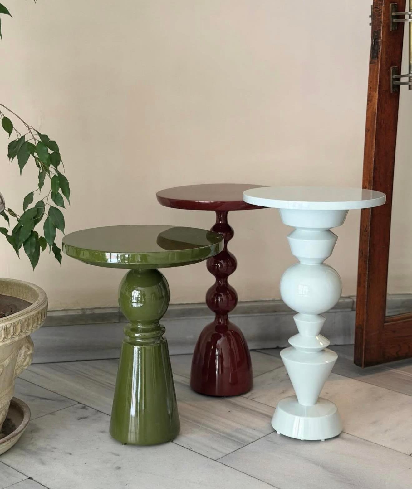 Yeşil ahşap Pedro yan sehpa