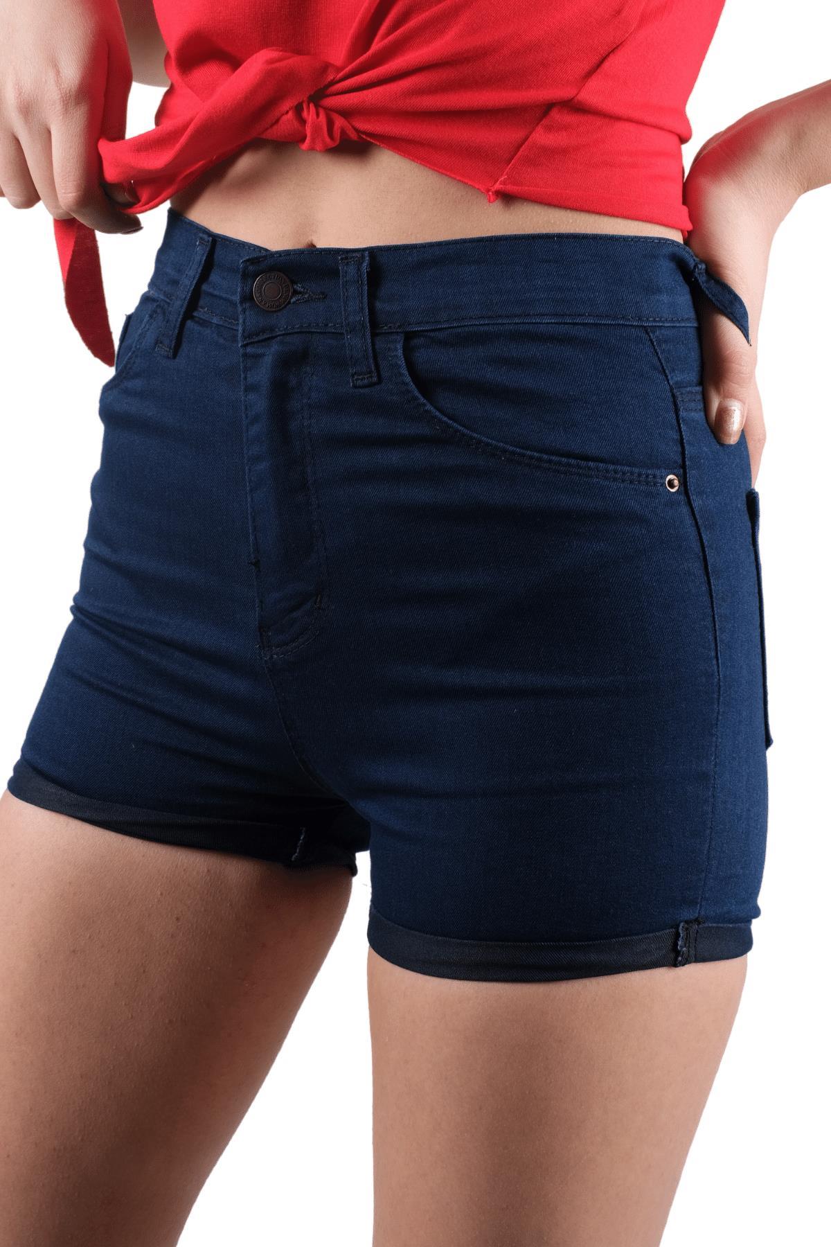 Duble Paça Mini Kot Şort