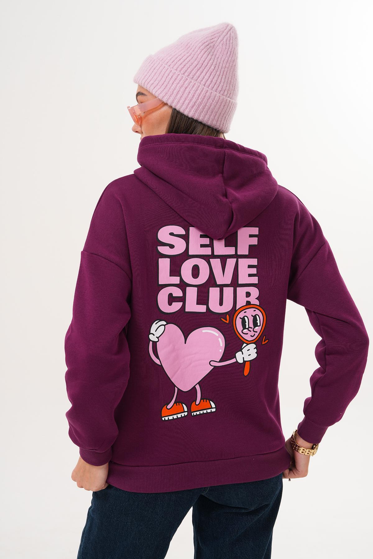 Kadın Arkası Baskılı Kapüşonlu Üç İplik Sweatshirt  255389 -