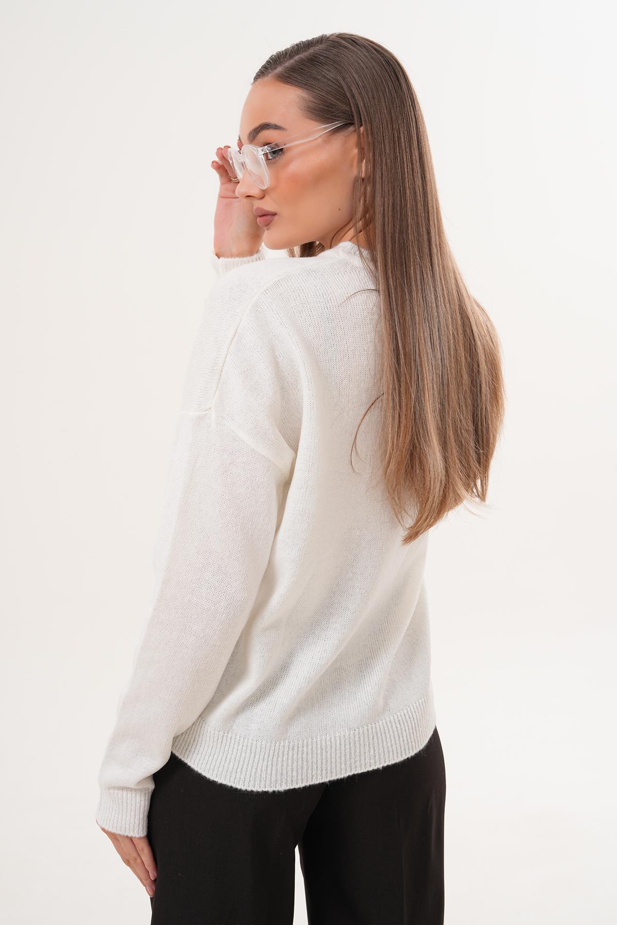 Kadın Ayıcık Nakışlı Şardonlu Triko Örme Kazak 255192 -