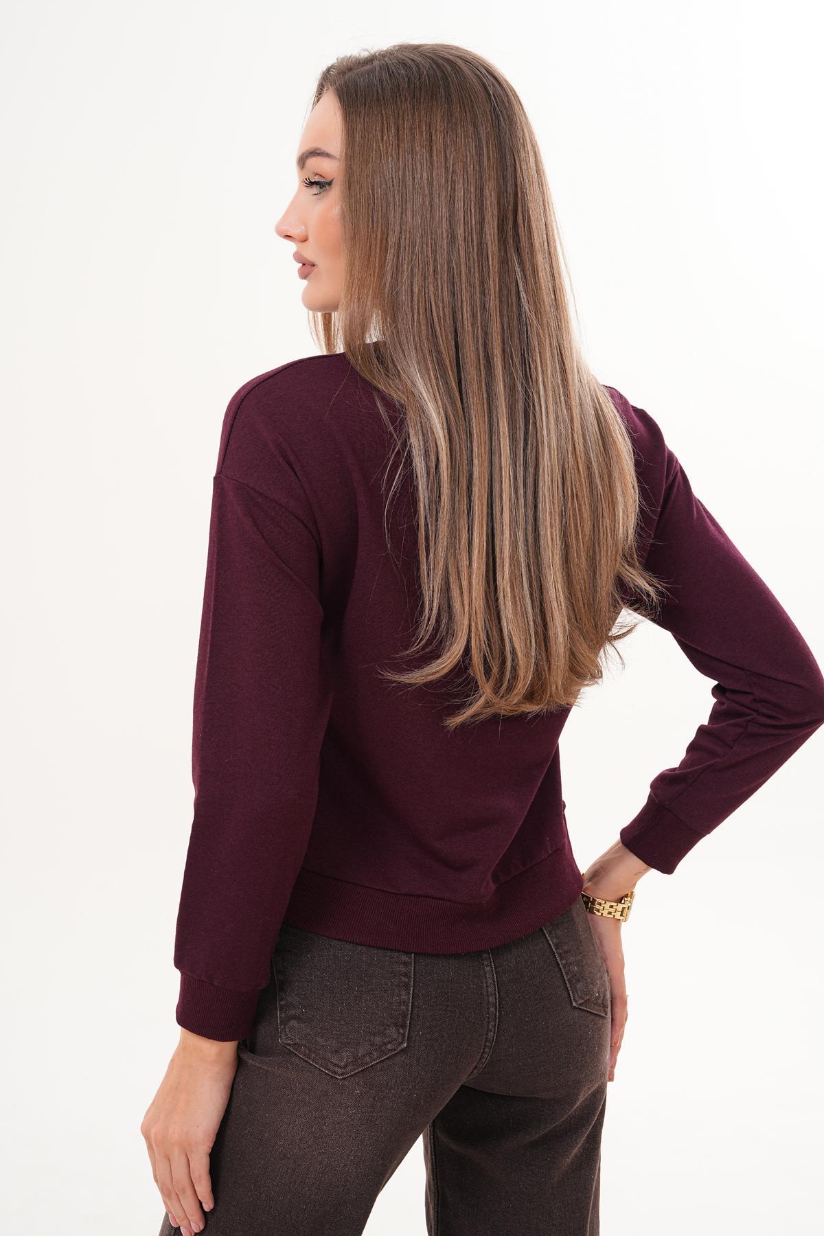 Kadın Baskılı İki İplik Sweatshirt 255329 -