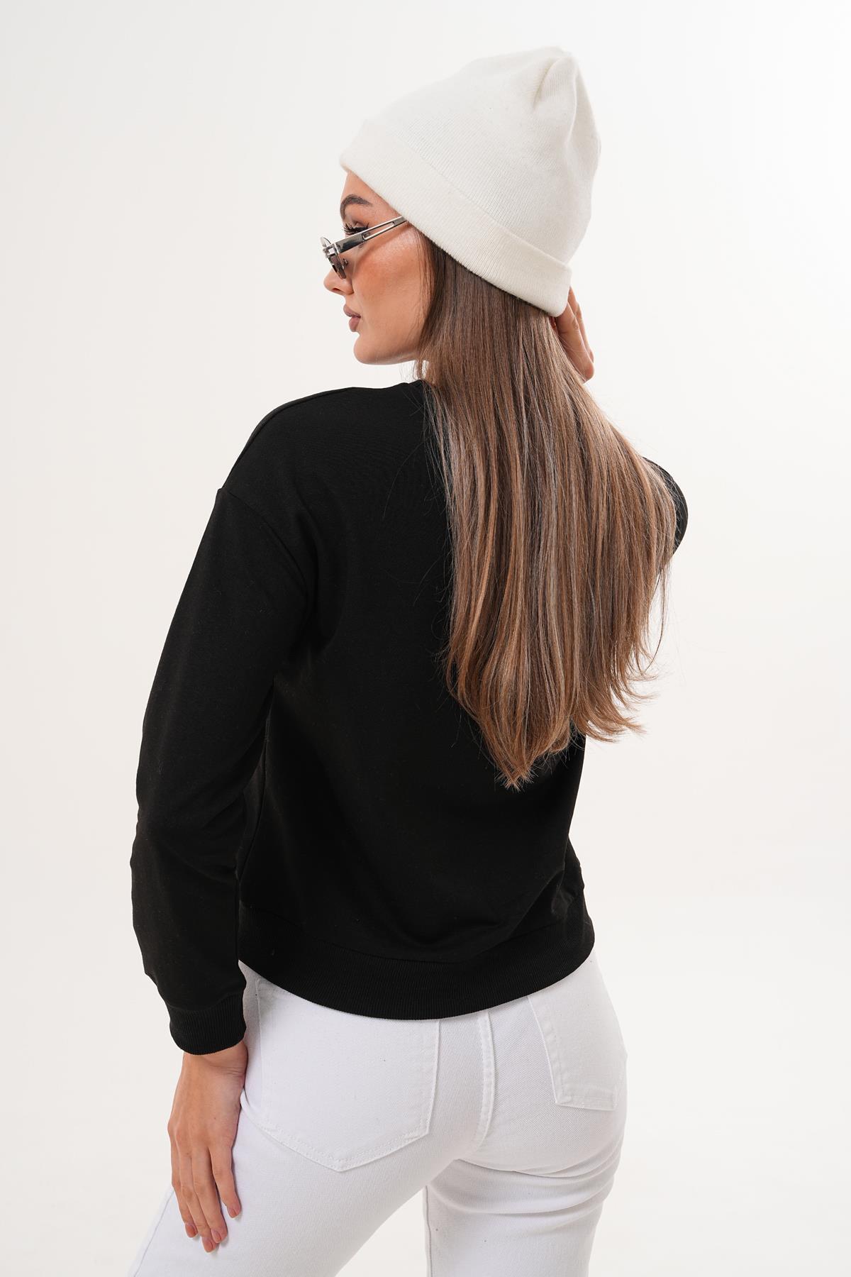 Kadın Baskılı İki İplik Sweatshirt 255329 -