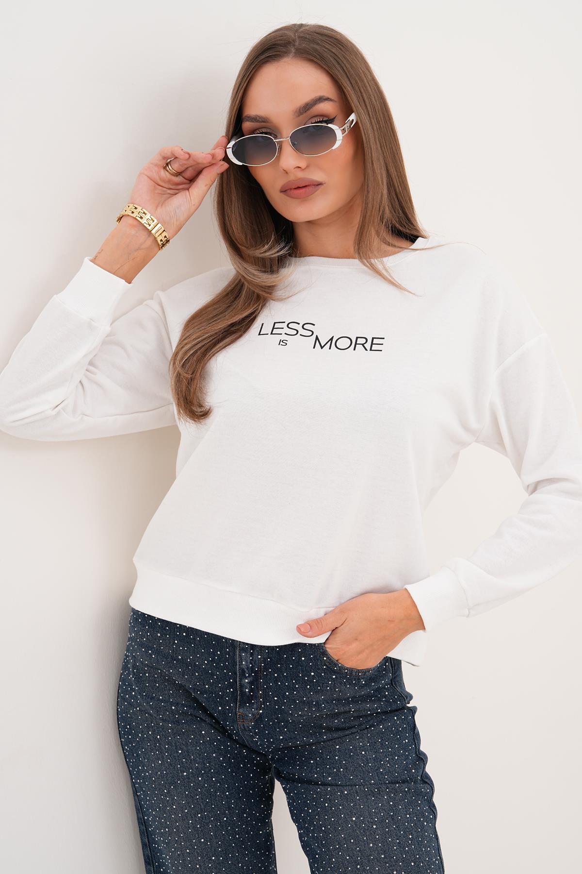 Kadın Baskılı İki İplik Sweatshirt 255329 -