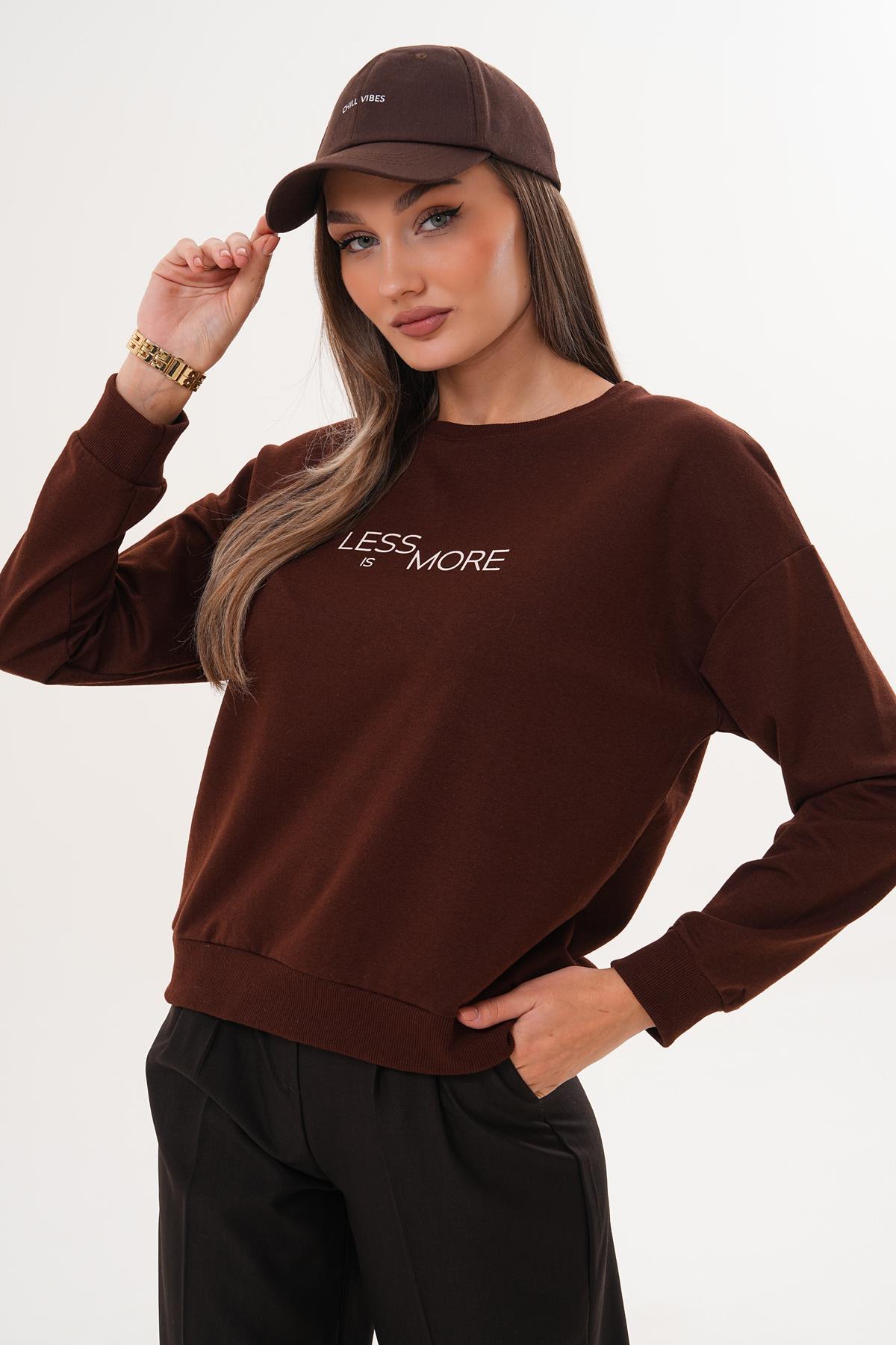 Kadın Baskılı İki İplik Sweatshirt 255329 -