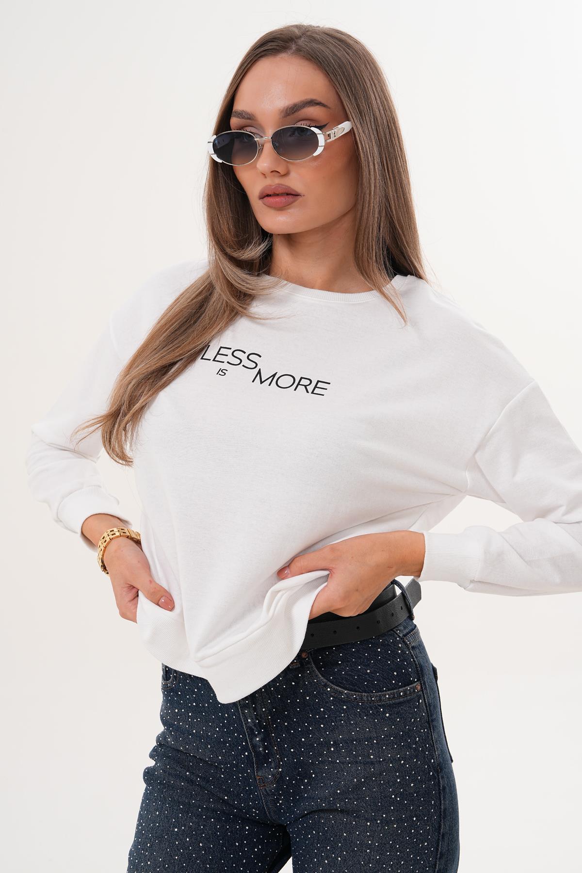 Kadın Baskılı İki İplik Sweatshirt 255329 -