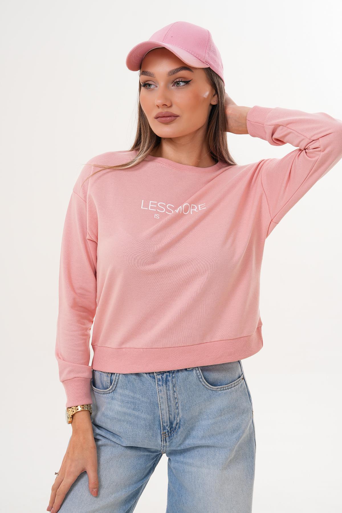 Kadın Baskılı İki İplik Sweatshirt 255329 -