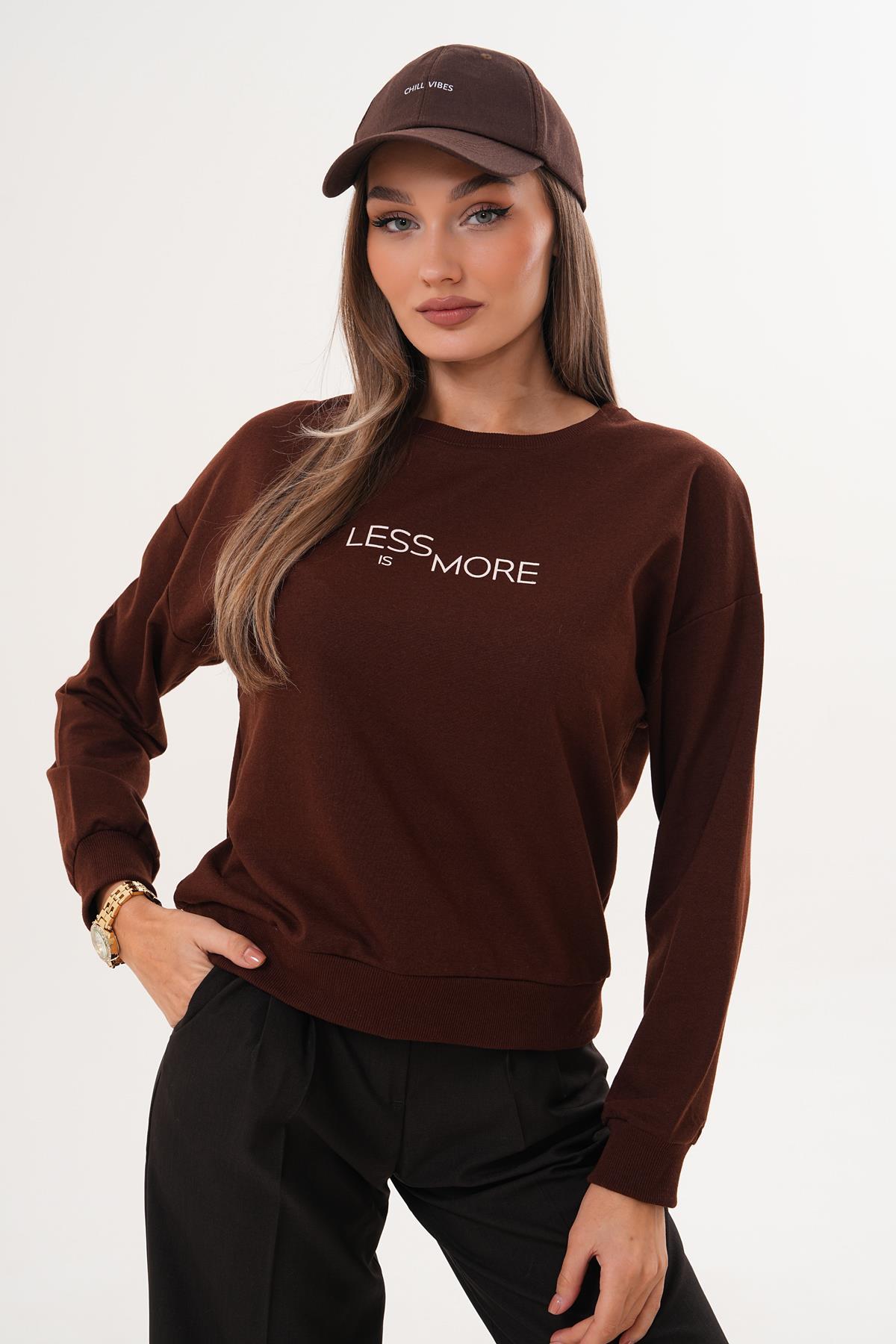 Kadın Baskılı İki İplik Sweatshirt 255329 -