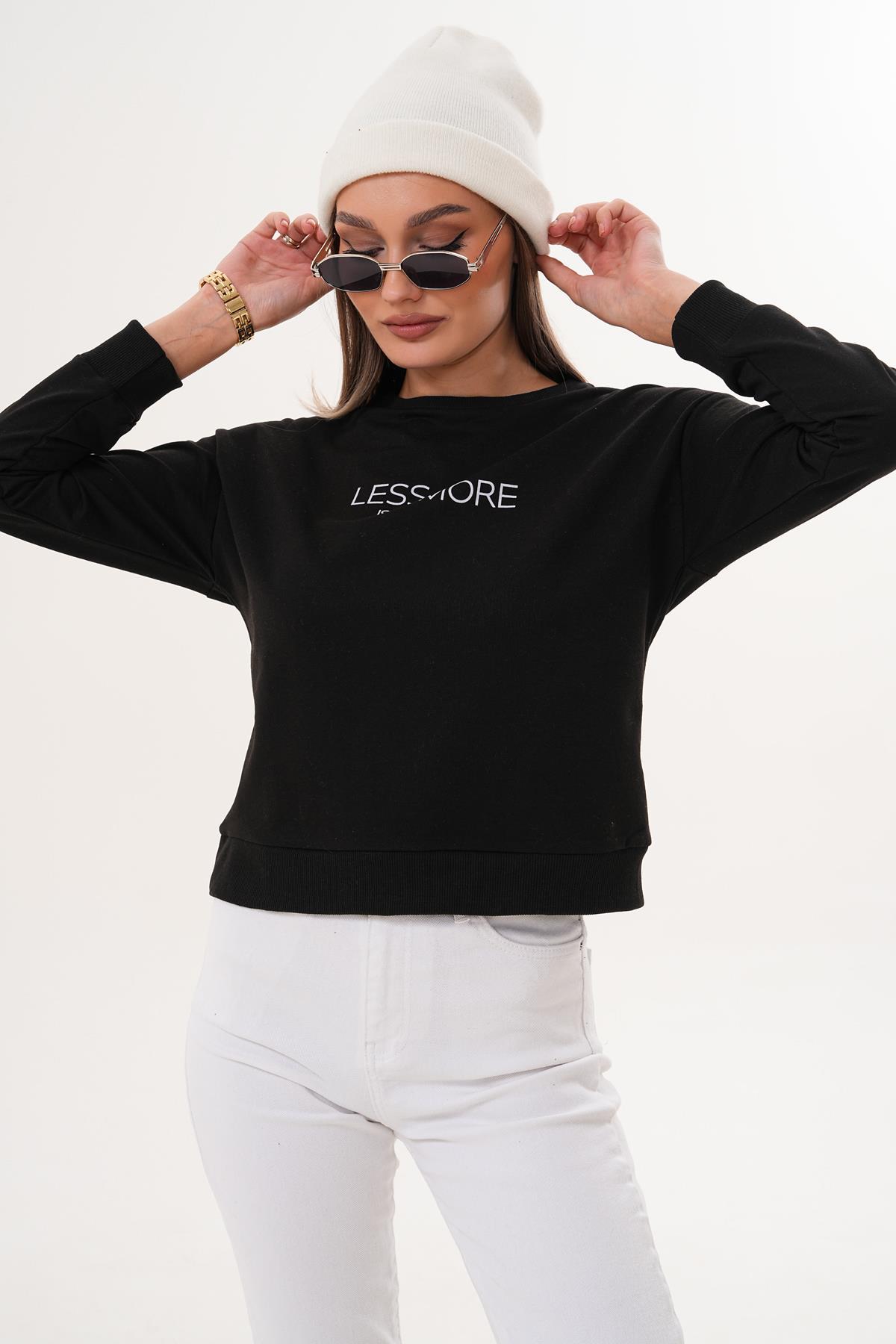 Kadın Baskılı İki İplik Sweatshirt 255329 -