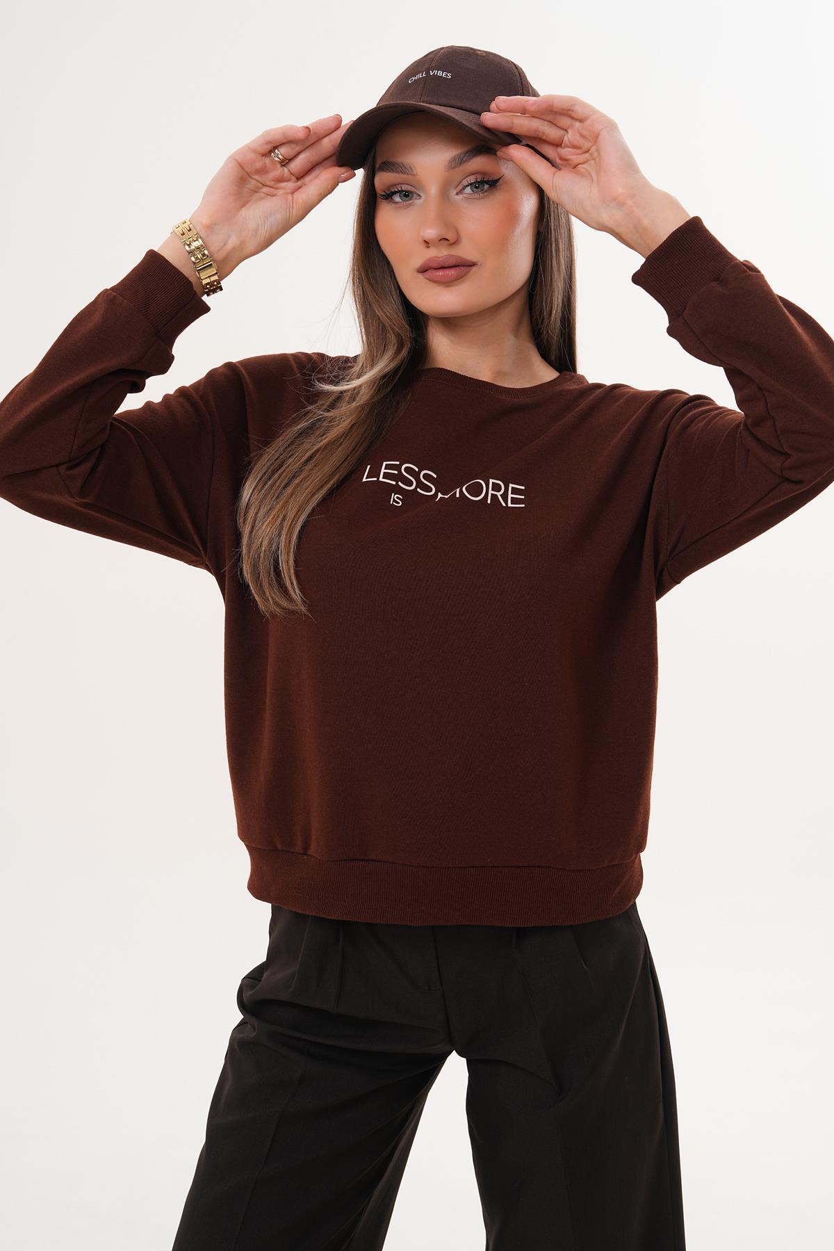 Kadın Baskılı İki İplik Sweatshirt 255329 -