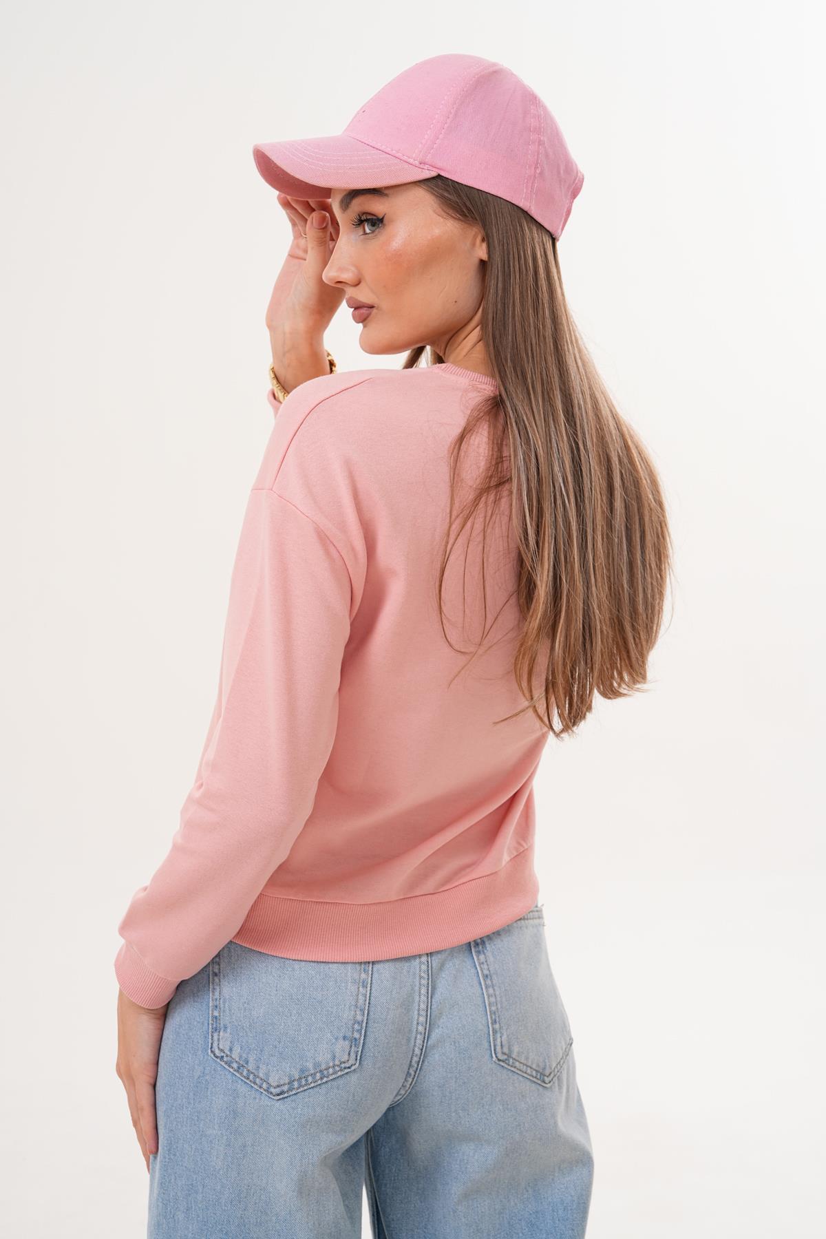 Kadın Baskılı İki İplik Sweatshirt 255329 -