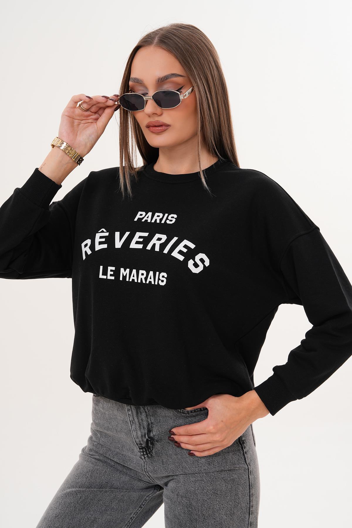 Kadın Baskılı Üç İplik Sweatshirt 255322 -