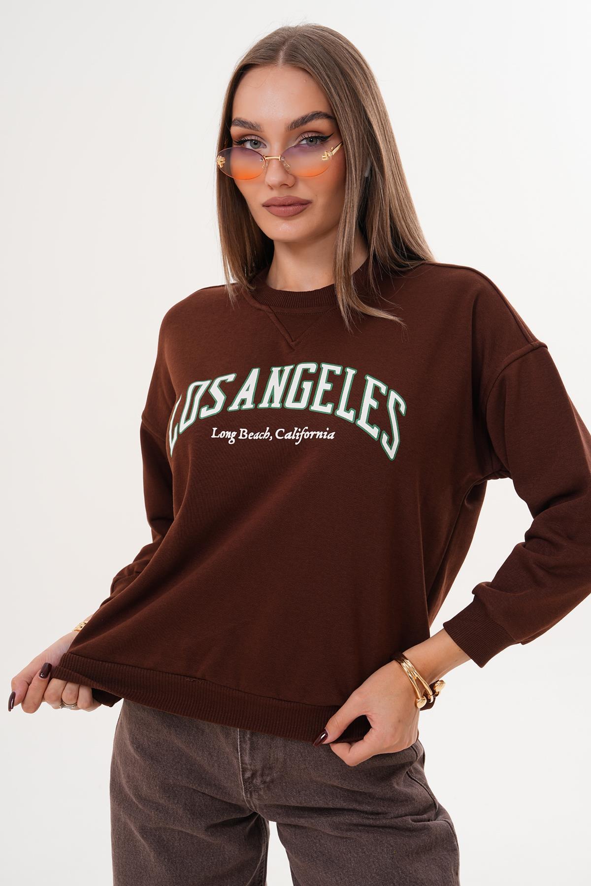 Kadın Baskılı Üç İplik Sweatshirt 255320 -