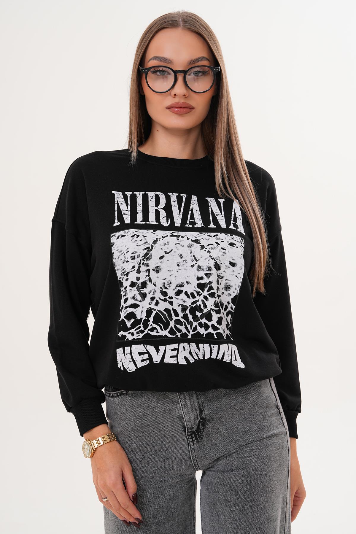 Kadın Baskılı Üç İplik Sweatshirt 255325 -