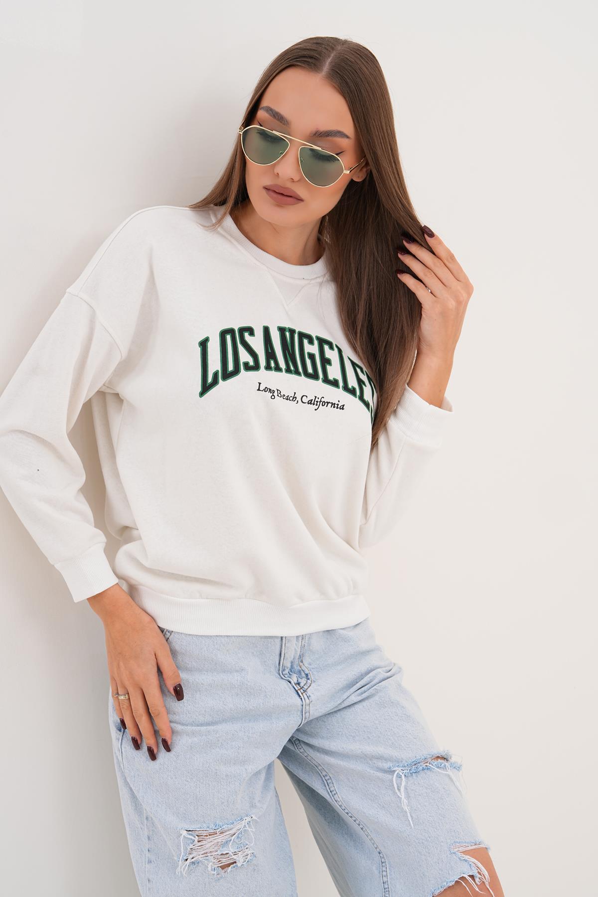 Kadın Baskılı Üç İplik Sweatshirt 255320 -