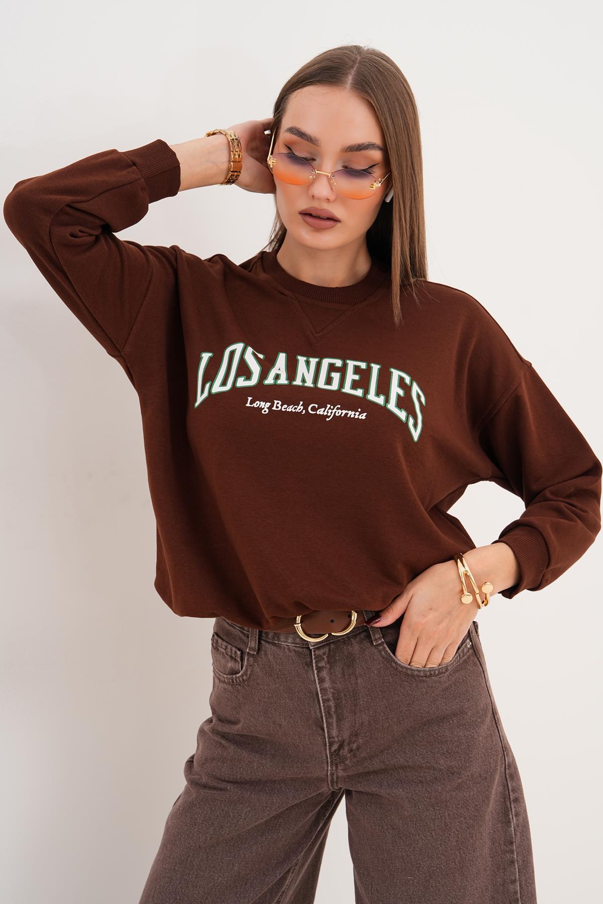 Kadın Baskılı Üç İplik Sweatshirt 255320 -
