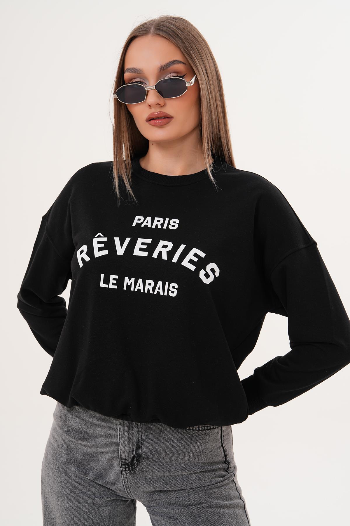 Kadın Baskılı Üç İplik Sweatshirt 255322 -