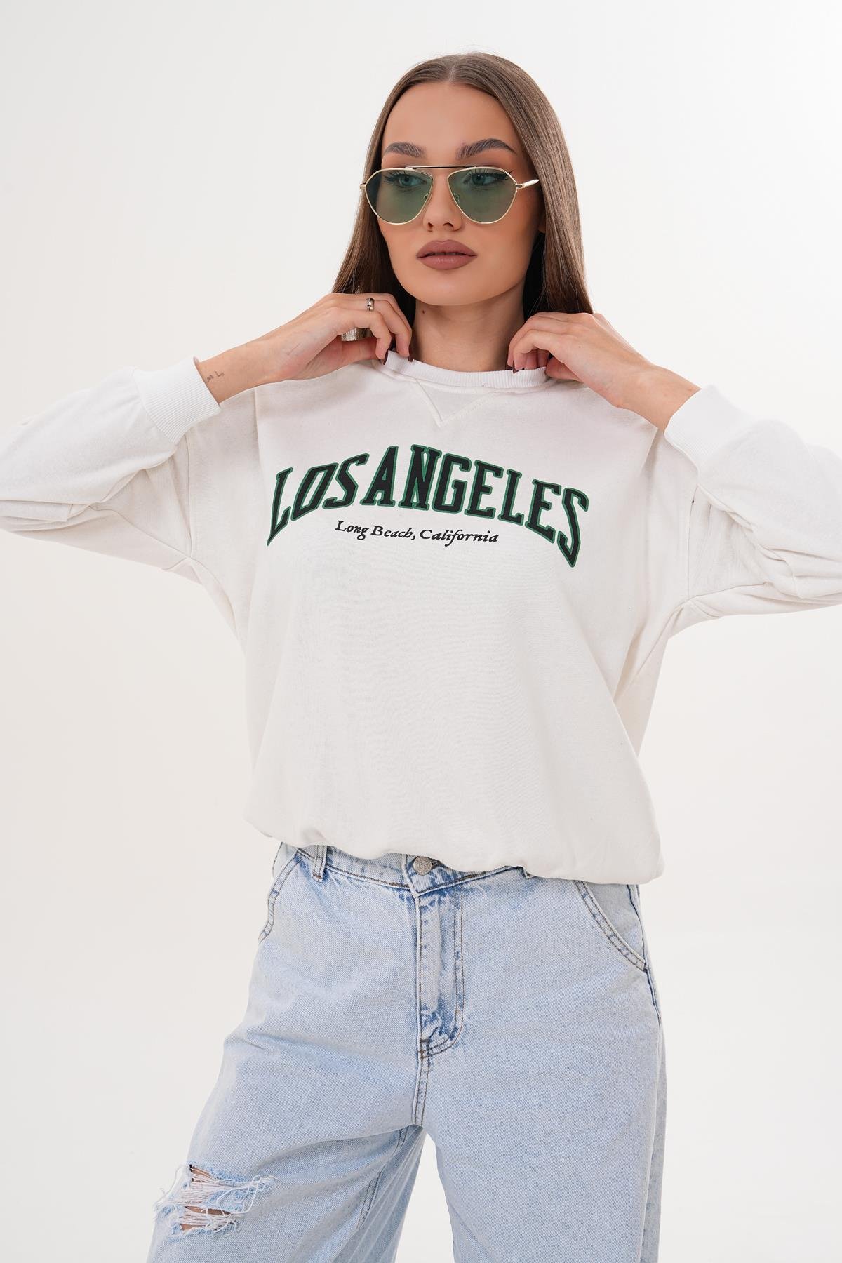 Kadın Baskılı Üç İplik Sweatshirt 255320 -