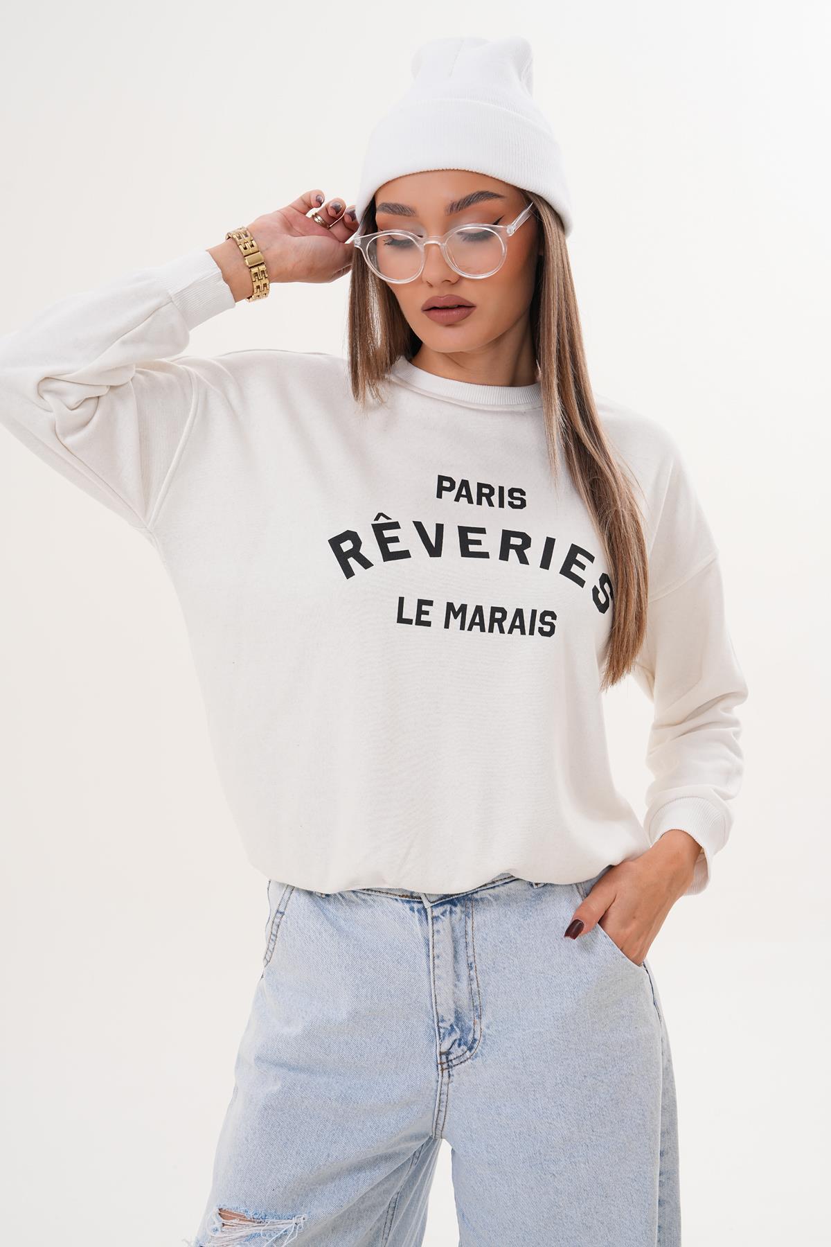 Kadın Baskılı Üç İplik Sweatshirt 255322 -