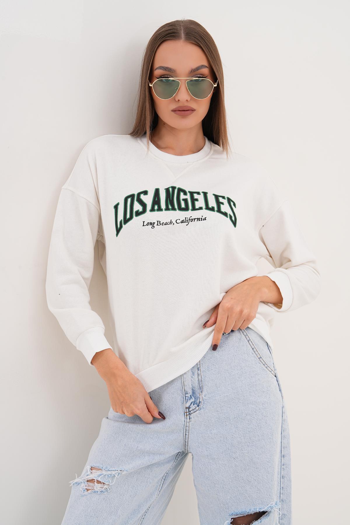 Kadın Baskılı Üç İplik Sweatshirt 255320 -