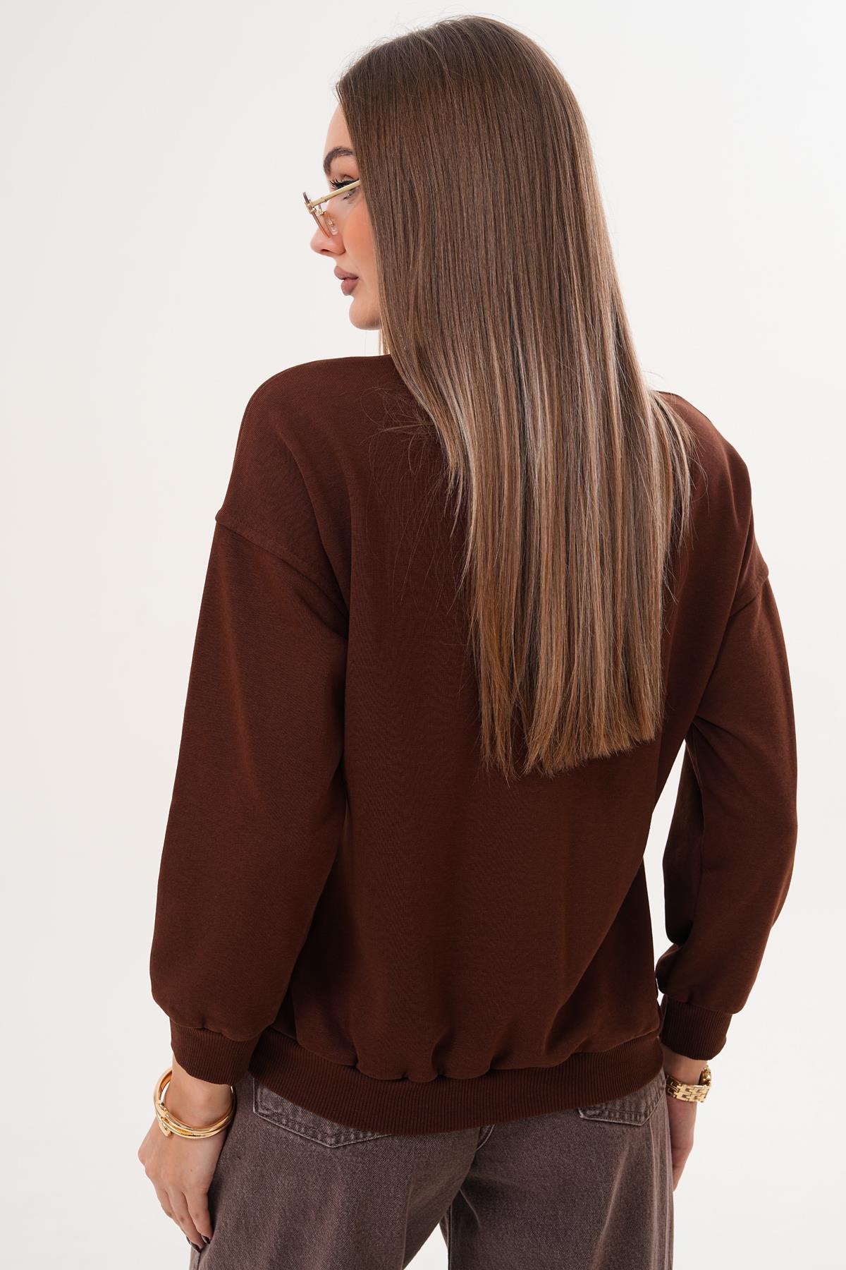 Kadın Baskılı Üç İplik Sweatshirt 255320 -
