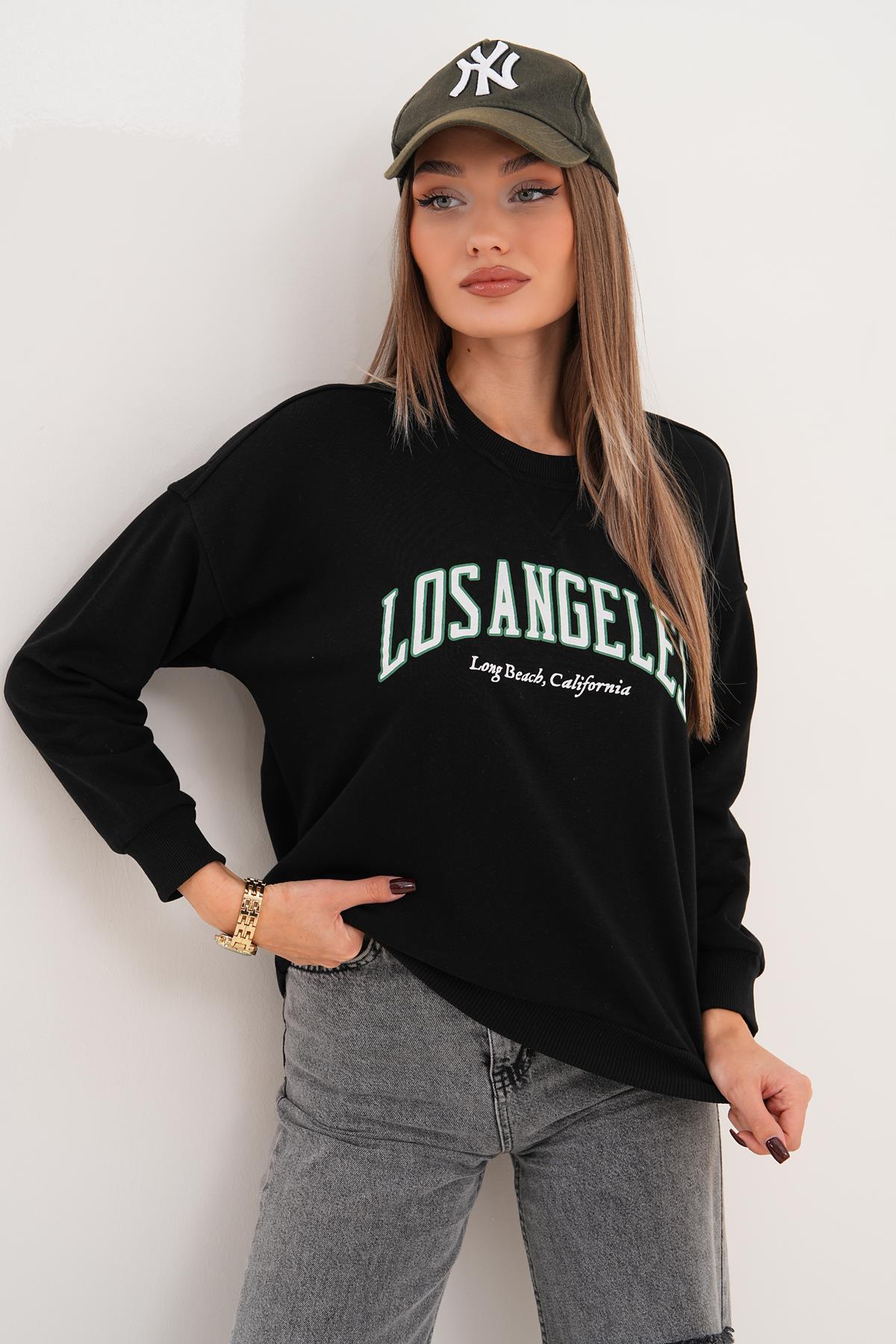 Kadın Baskılı Üç İplik Sweatshirt 255320 -