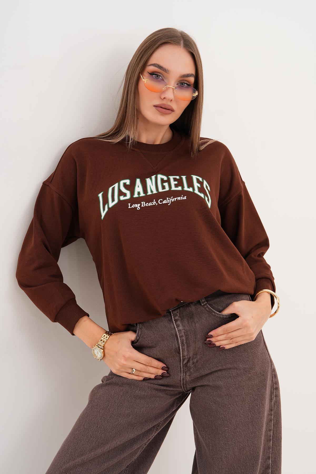 Kadın Baskılı Üç İplik Sweatshirt 255320 -