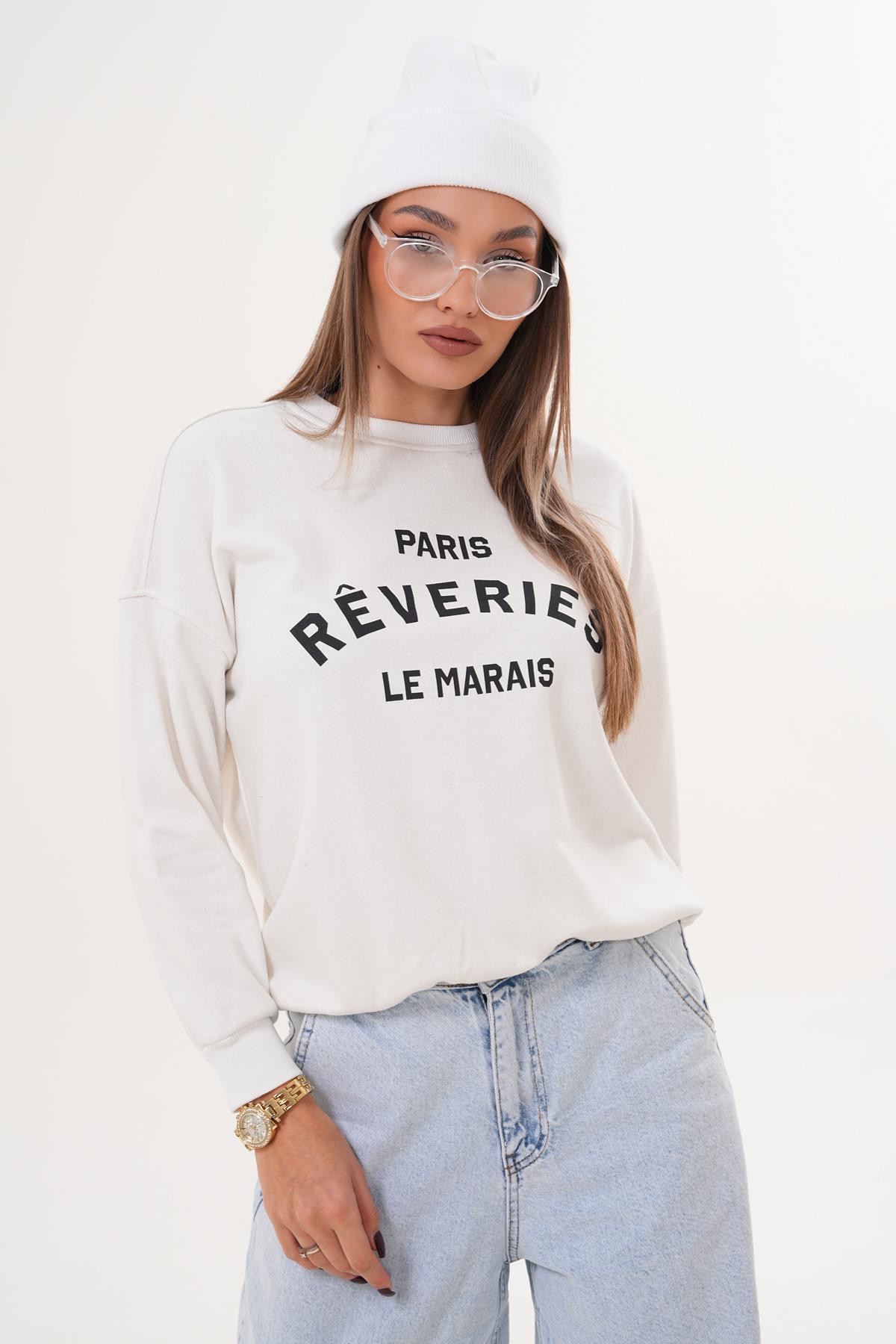Kadın Baskılı Üç İplik Sweatshirt 255322 -